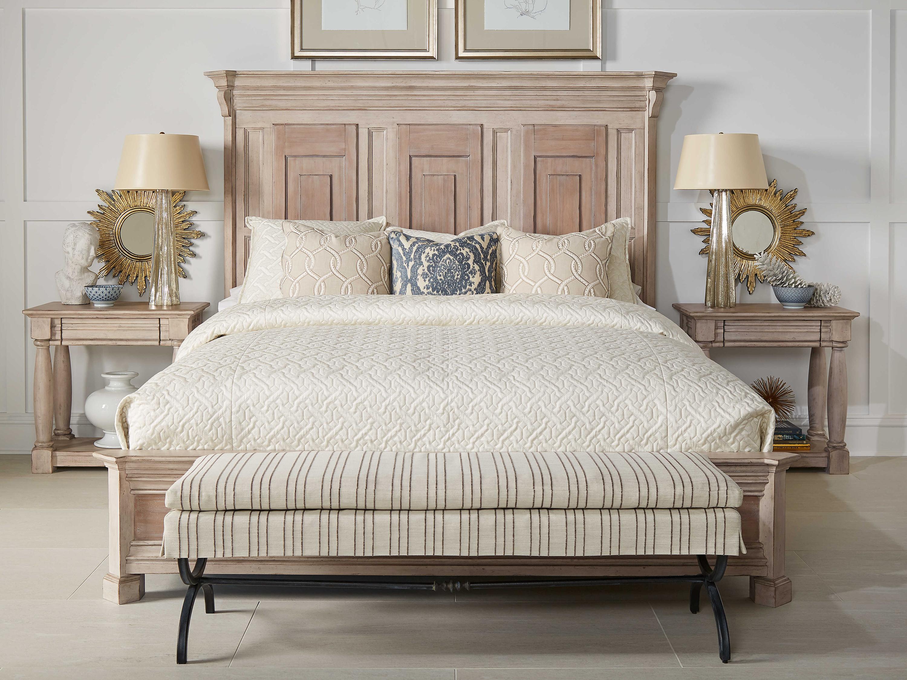 A.R.T. Furniture Alcove Belgian Ivory Beige Acacia Wood King Panel Bed