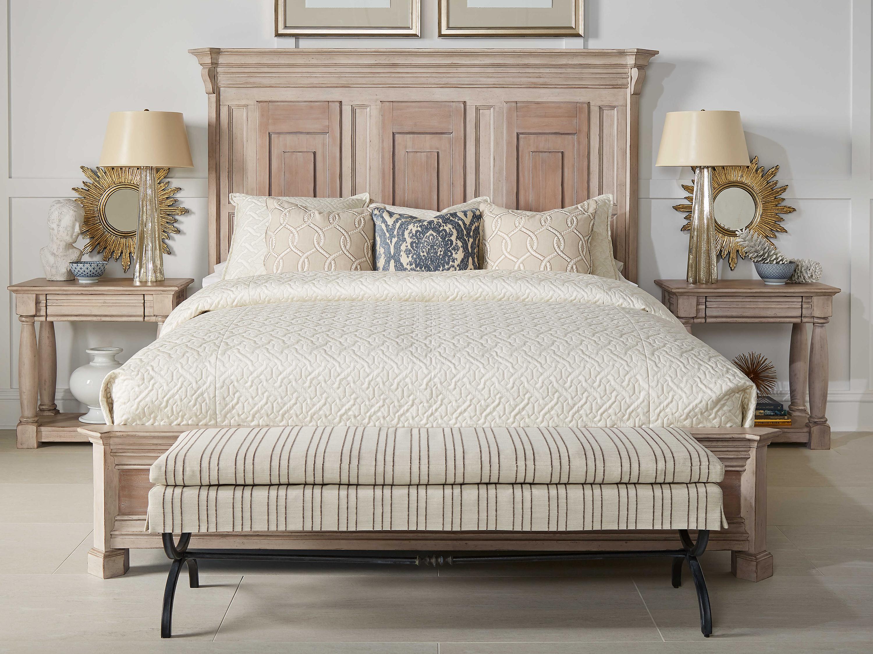 A.R.T. Furniture Alcove Belgian Ivory Beige Acacia Wood King Panel Bed