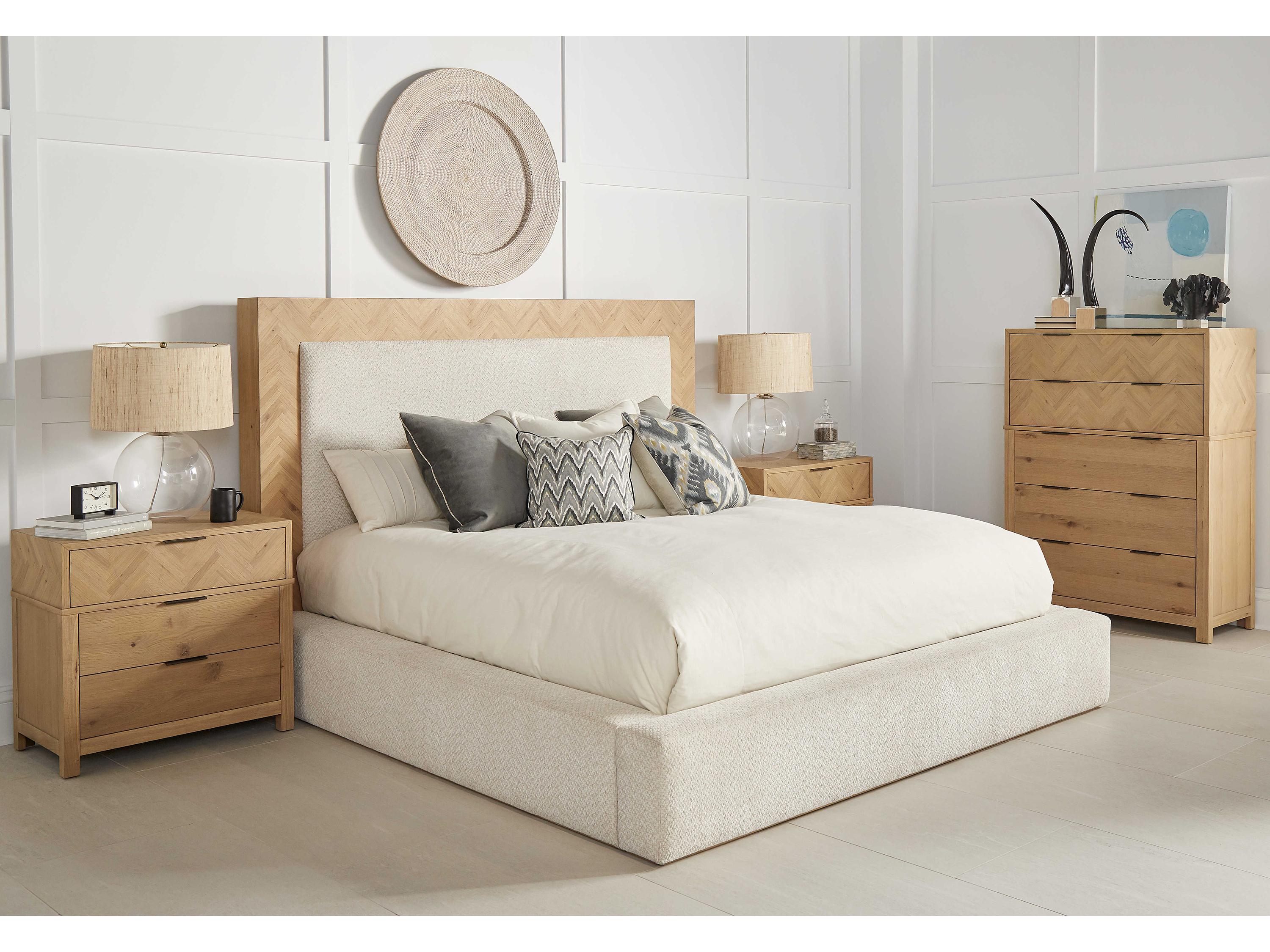 A.R.T. Furniture Garrison Washed Oak Beige Parrawood Wood King Platform Bed