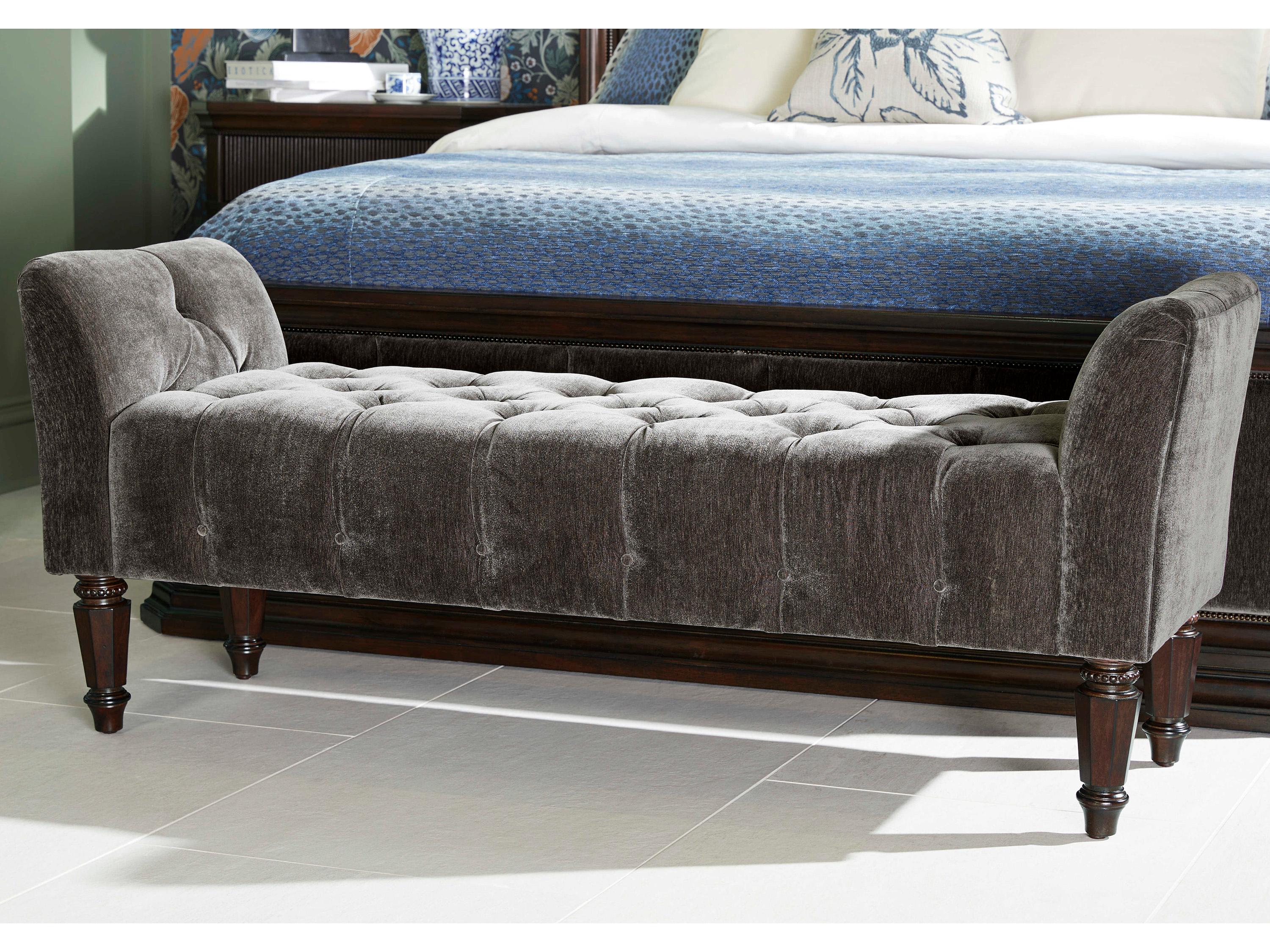 A.R.T. Furniture Revival Napa Mahogany Black Upholstered Accent Bench