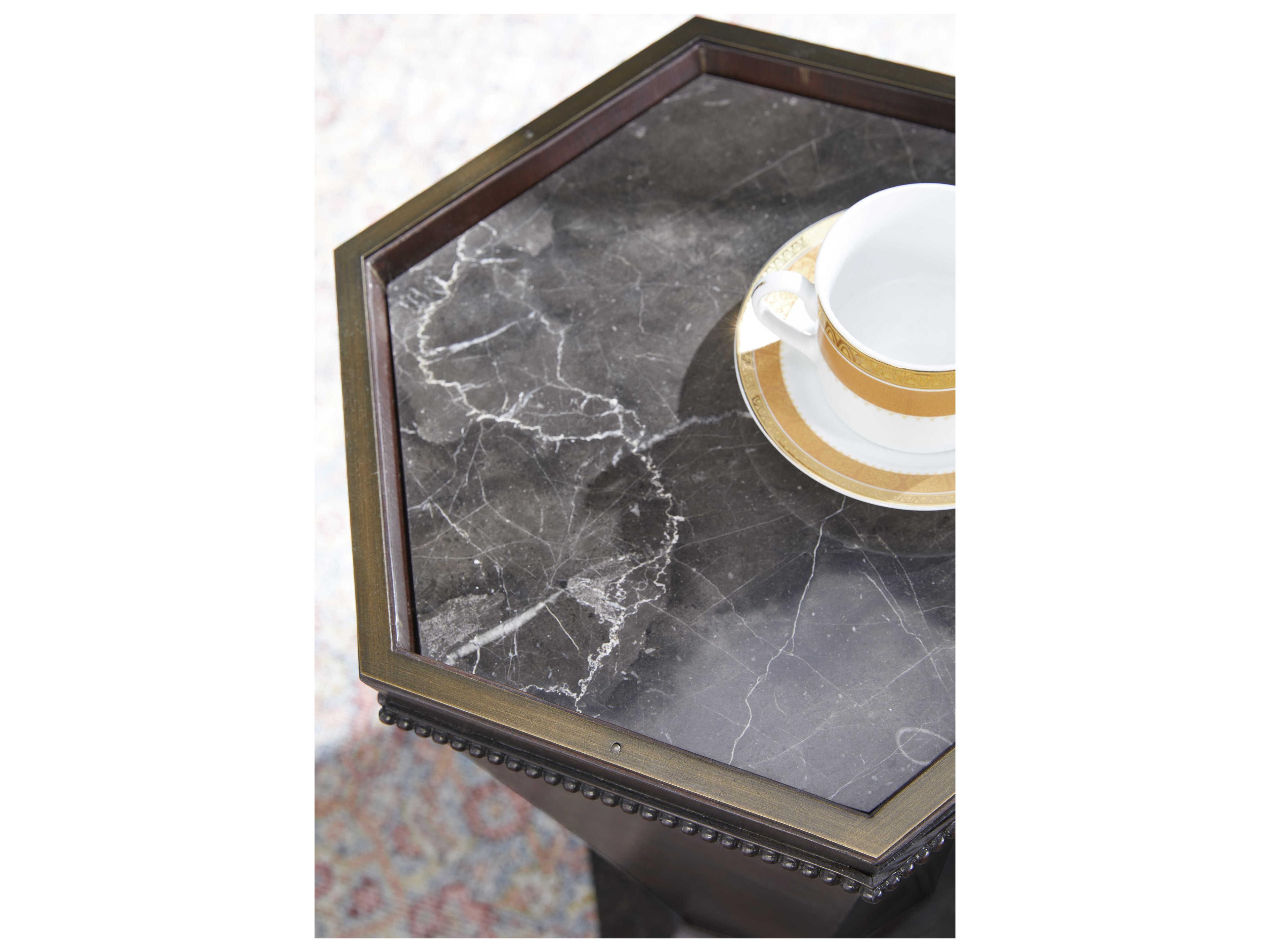 A.R.T. Furniture Revival Hexagon Marble Napa Mahogany End Table