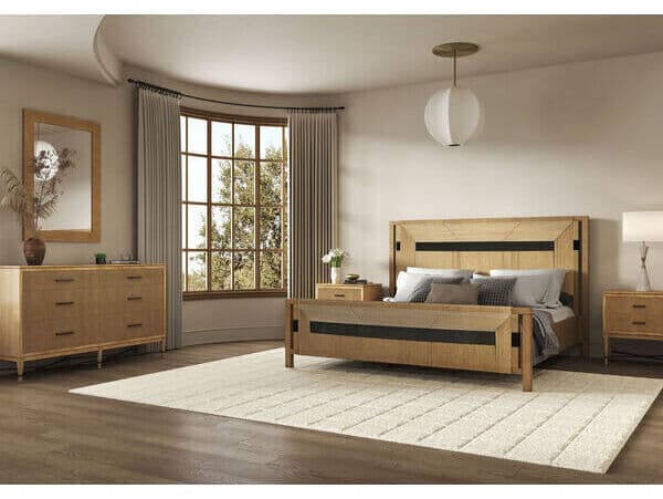 A.R.T. Furniture Loft Brown Natural Woven Rubberwood Wood Queen Panel Bed