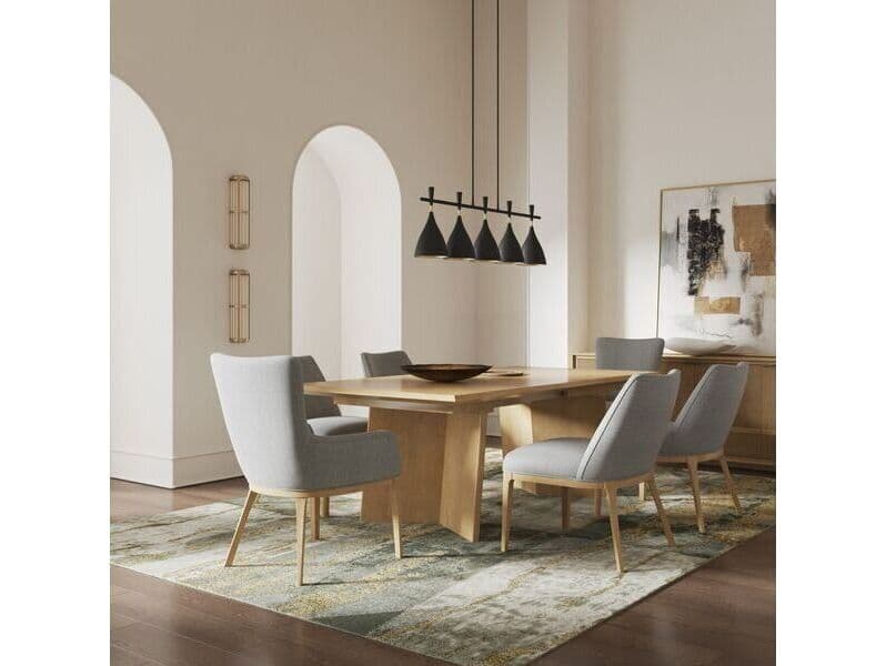 A.R.T. Furniture Loft Rubberwood Gray Upholstered Arm Dining Chair