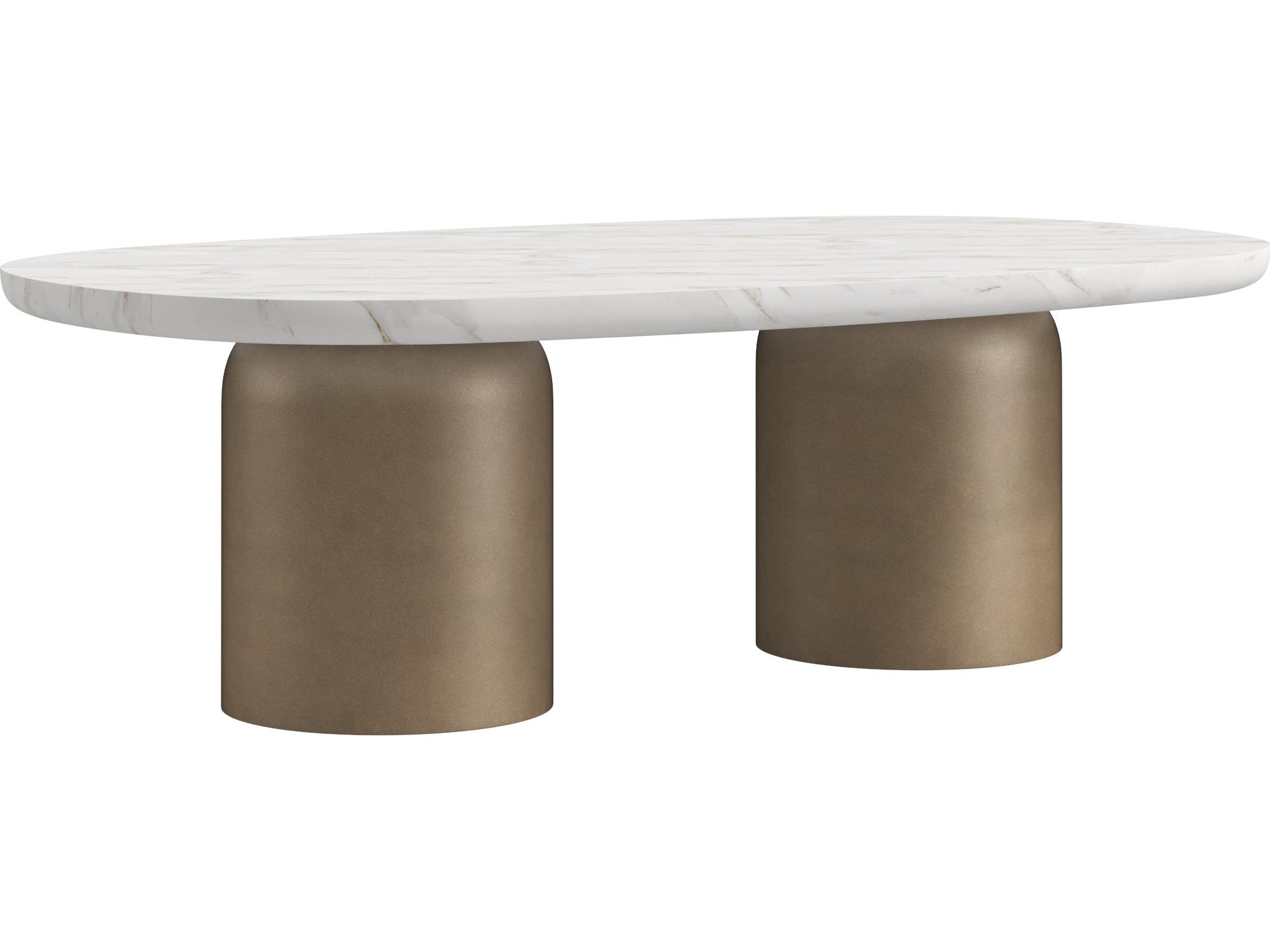 A.R.T. Furniture Verge Oval Marble White Bronze Metallic Coffee Table