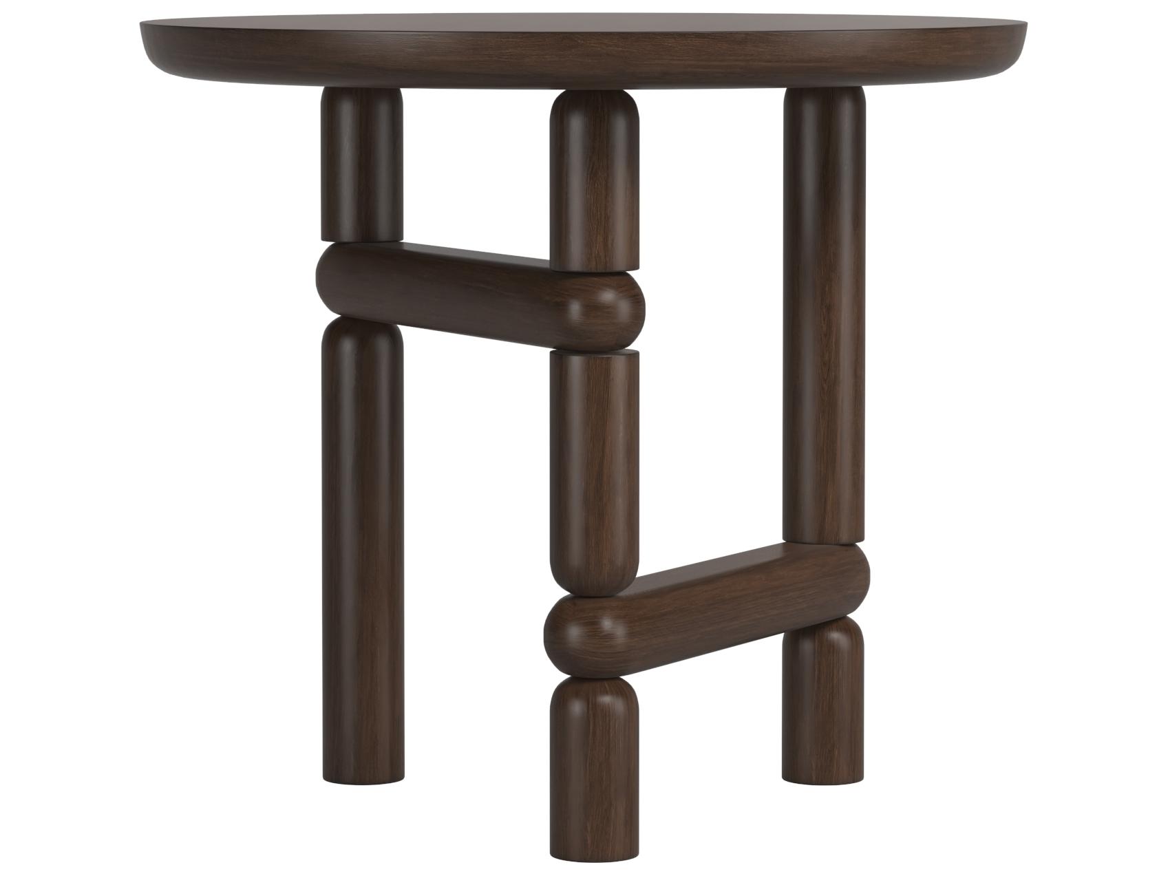 A.R.T. Furniture Verge Round Wood Brown Handcrated Walnut End Table