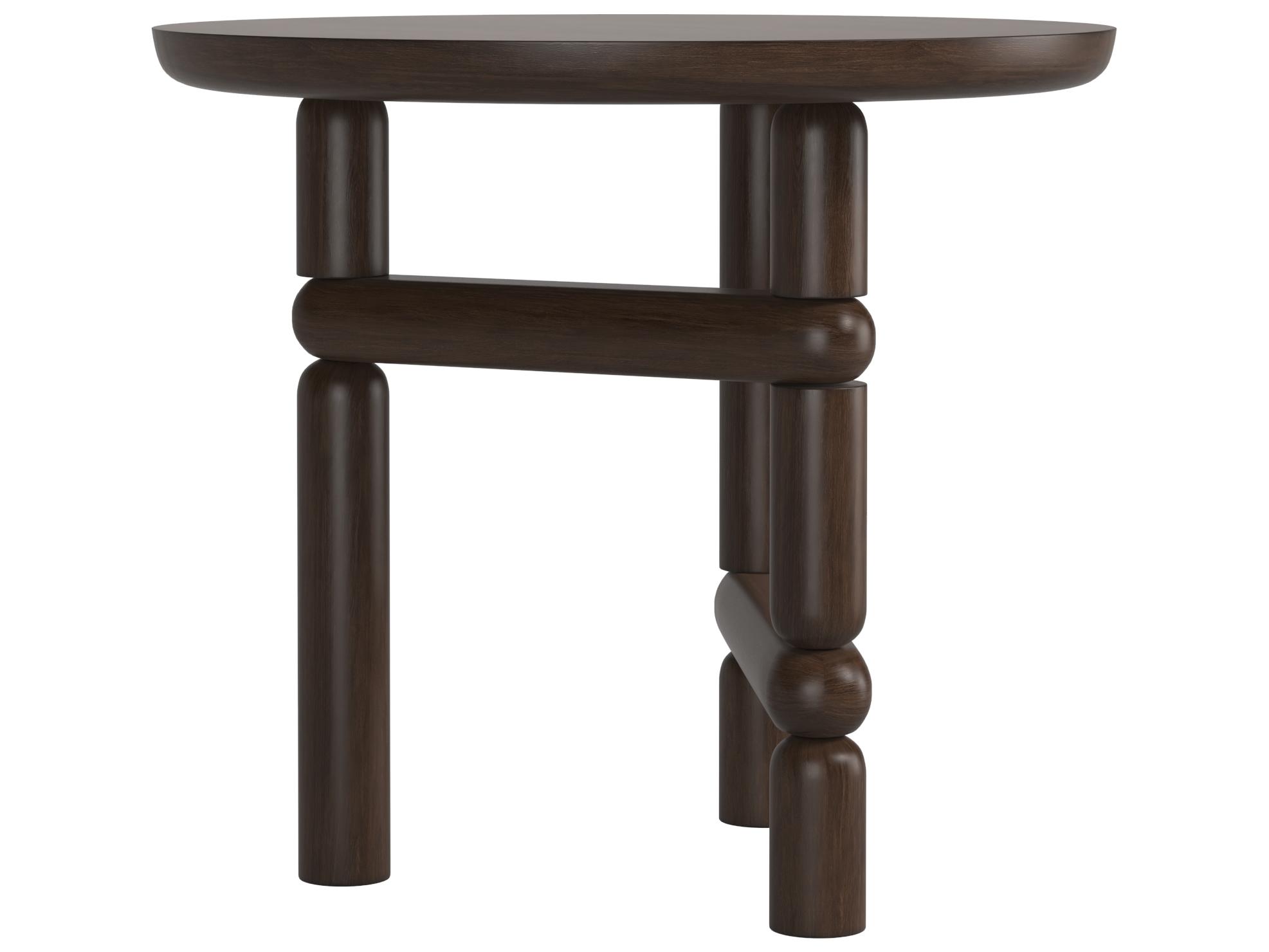 A.R.T. Furniture Verge Round Wood Brown Handcrated Walnut End Table