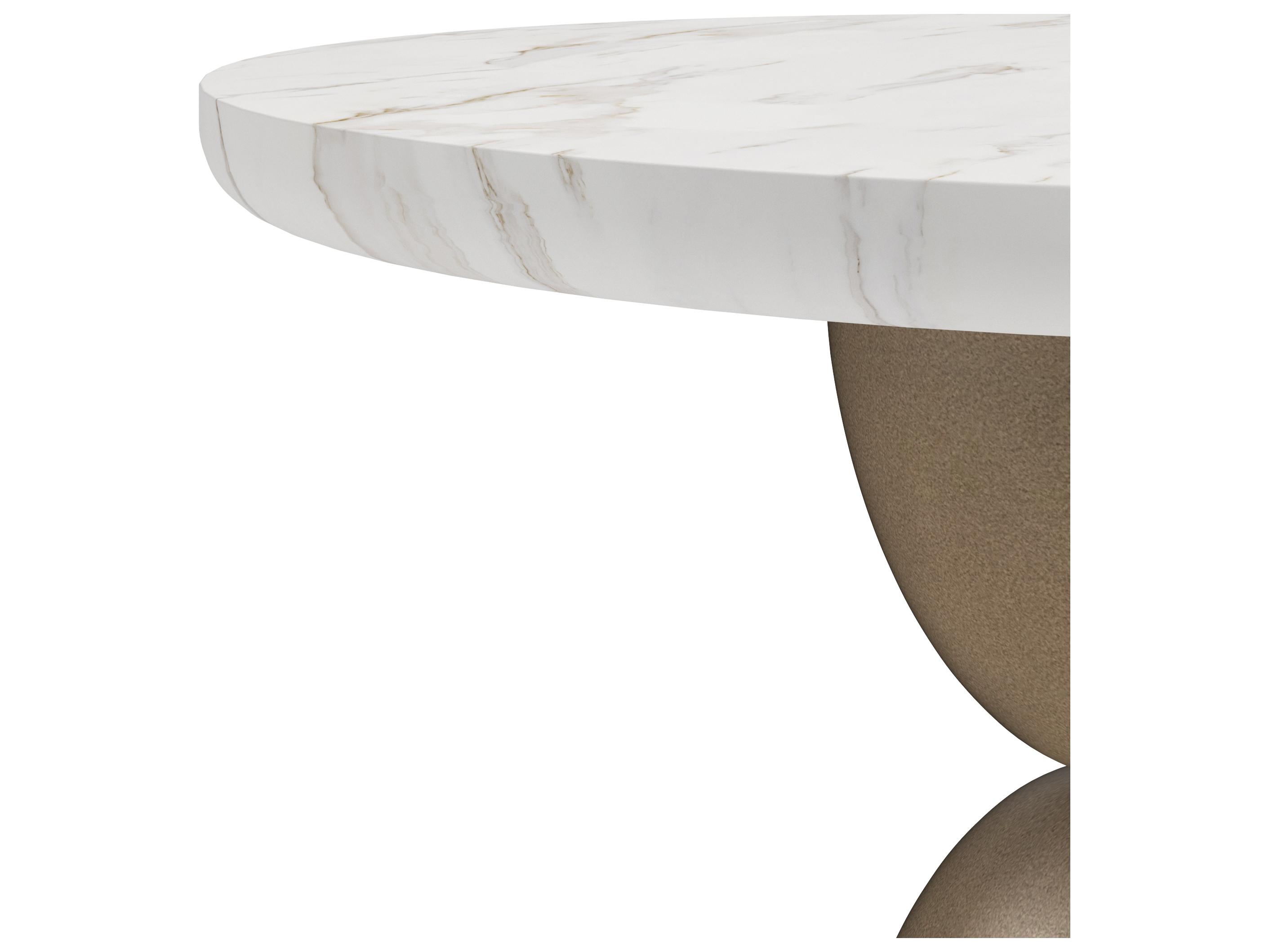 A.R.T. Furniture Verge Round Marble White Bronze Metallic End Table