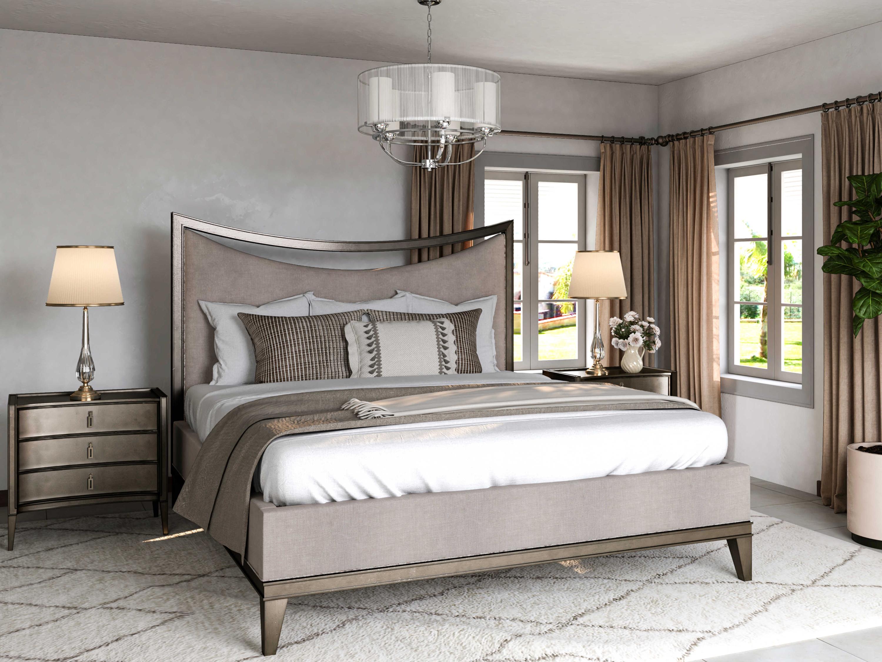 A.R.T. Furniture Cove Mica Gray Rubberwood Upholstered California King Platform Bed