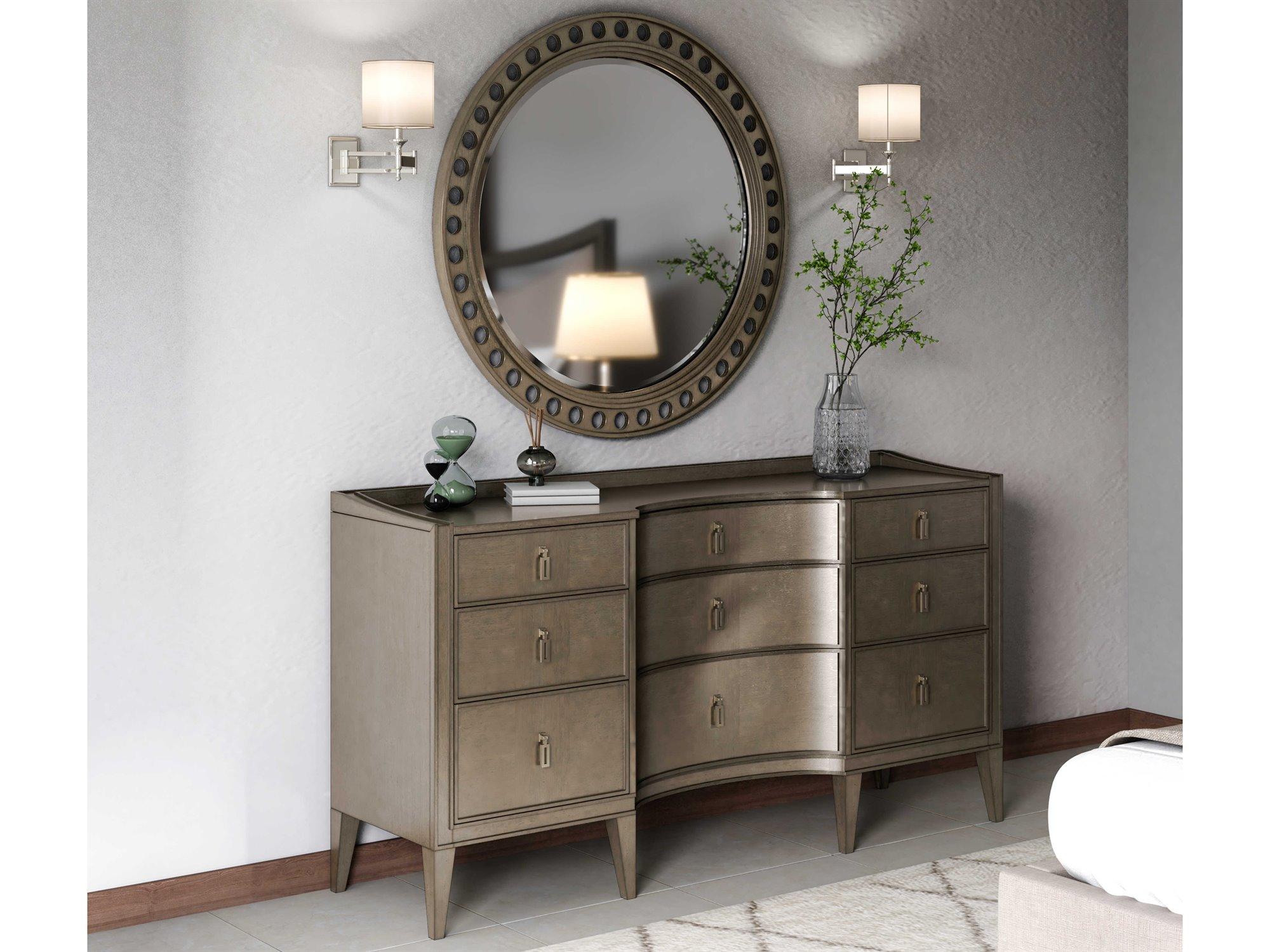 A.R.T. Furniture Cove 9-Drawers Silver Rubberwood Dresser with Wall Mirror