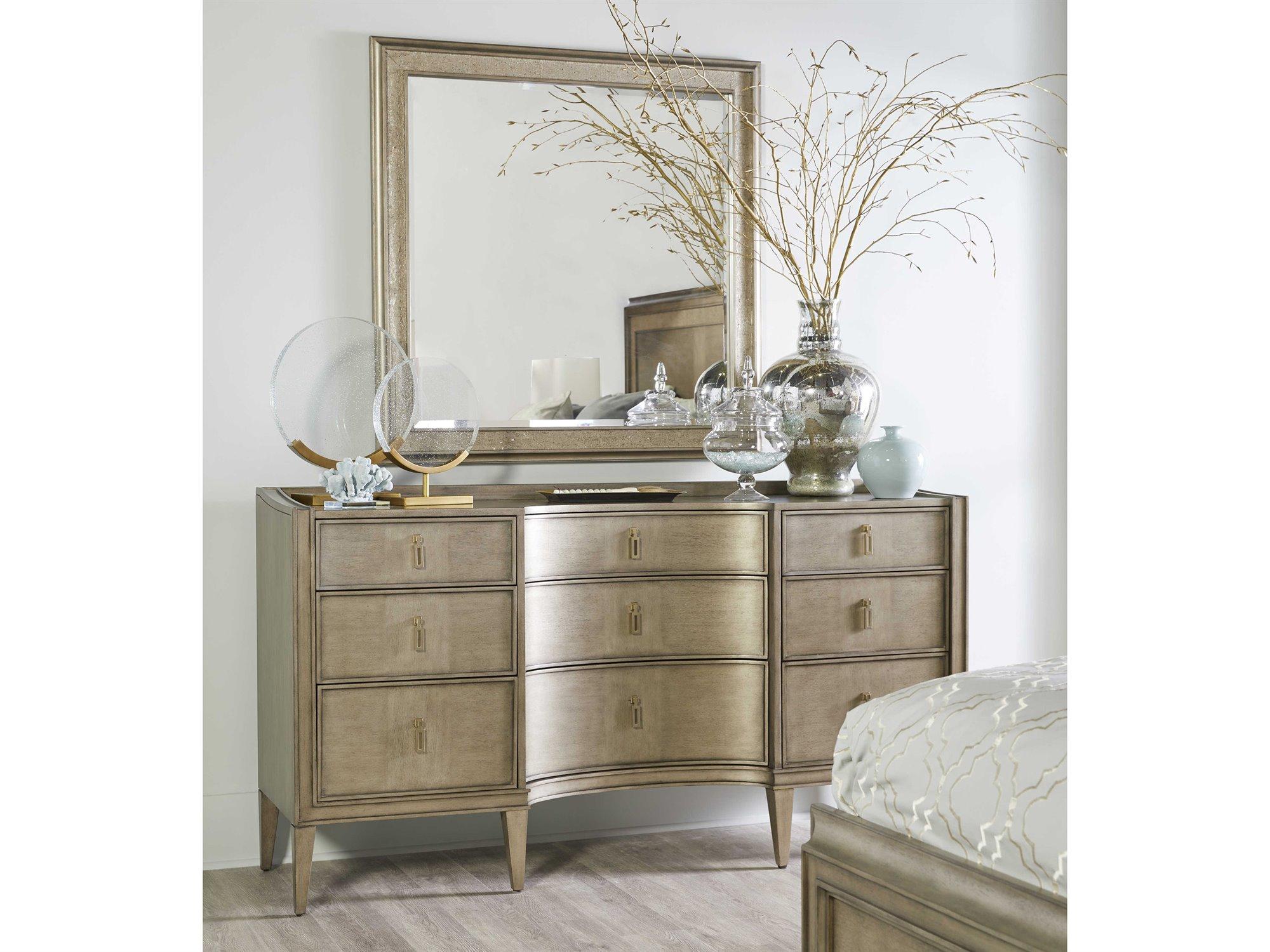A.R.T. Furniture Cove 9-Drawers Silver Rubberwood Dresser with Wall Mirror