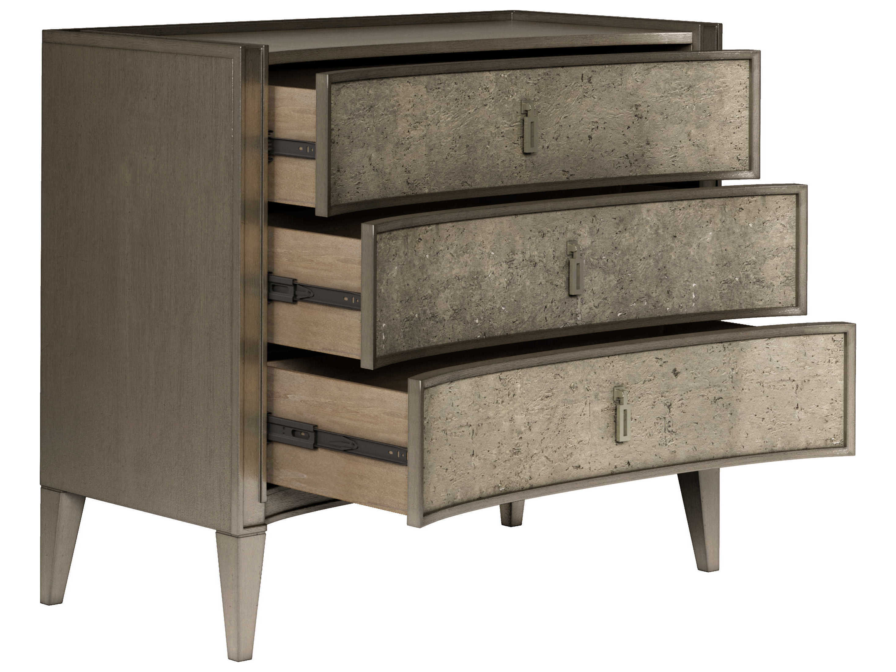A.R.T. Furniture Cove 3-Drawers Mica Silver Rubberwood Bachelor Chest Nightstand