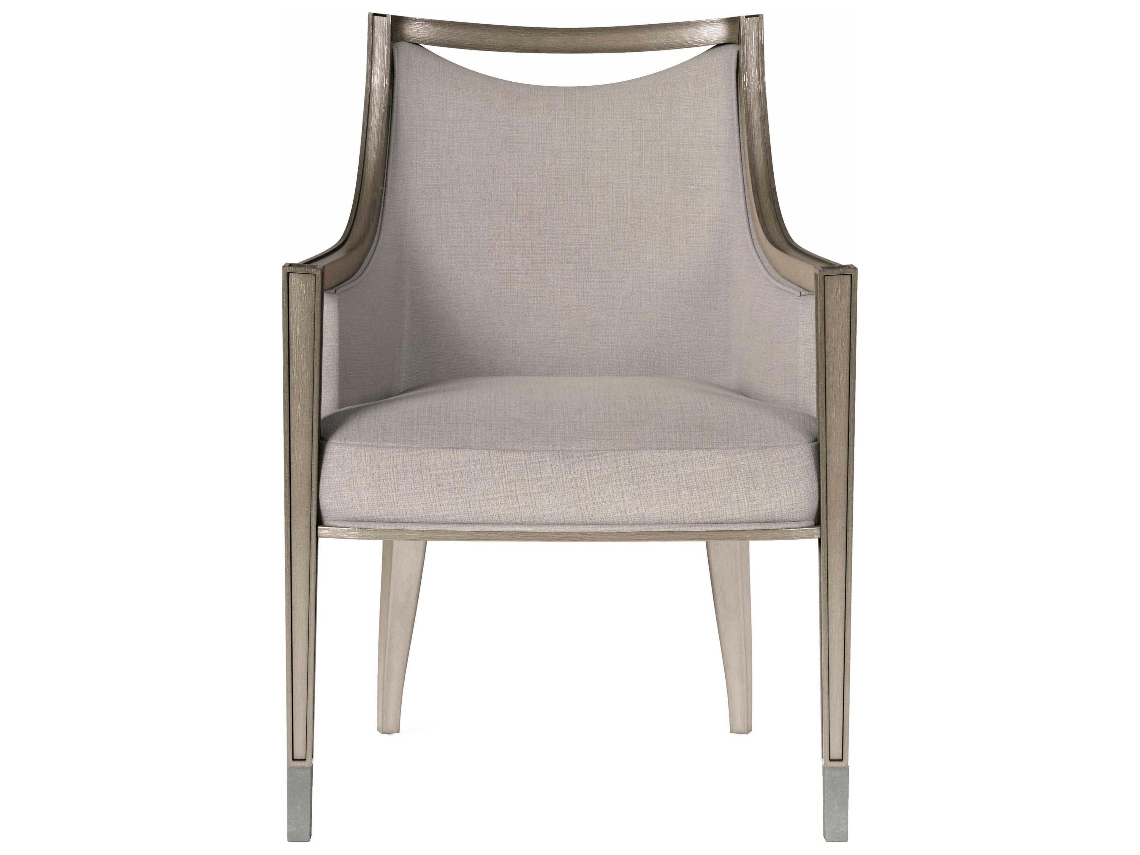 A.R.T. Furniture Cove Rubberwood Gray Upholstered Arm Dining Chair