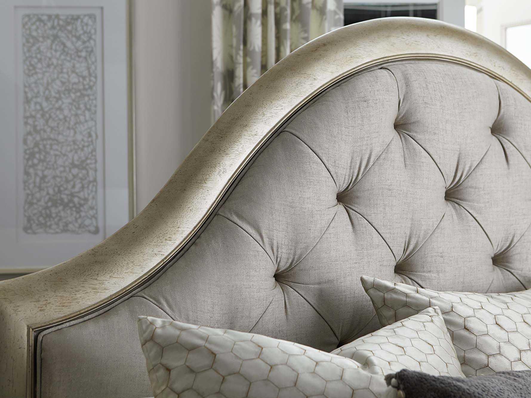 A.R.T. Furniture Starlite Peri Silver Parrawood Upholstered King Panel Bed