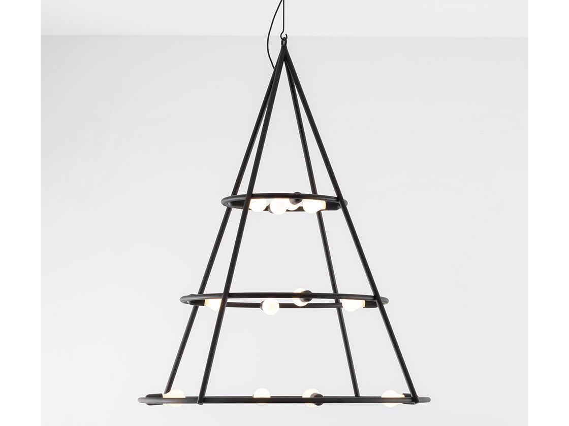 Artemide El Poris 12-Light Black Geometric Tiered Pendant