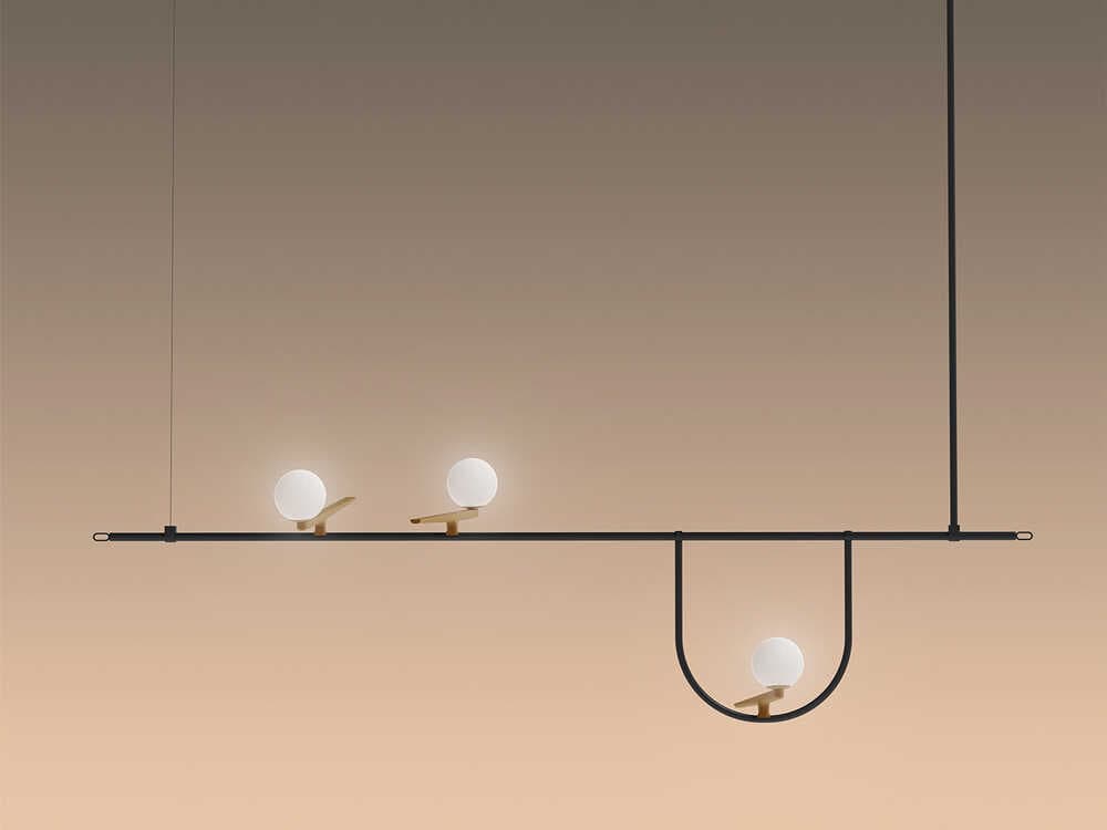 Artemide Yanzi Black Geometric Linear Island Pendant