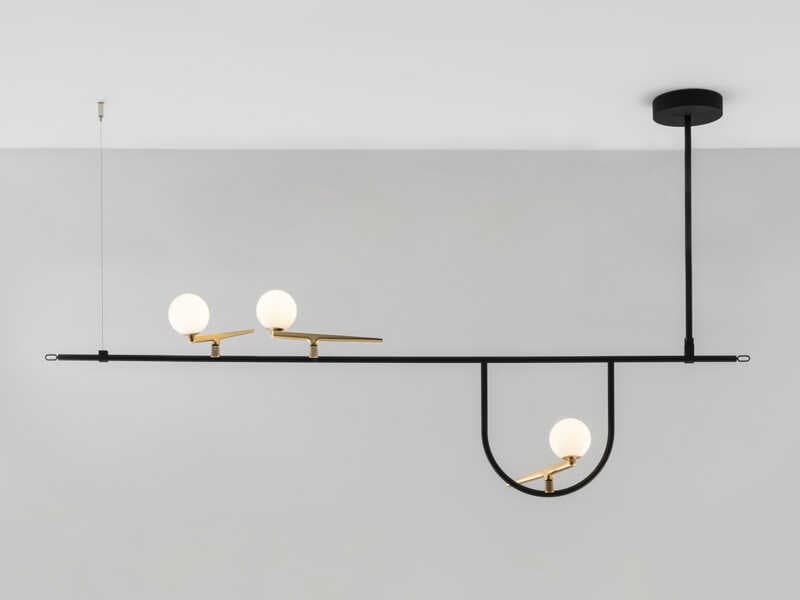 Artemide Yanzi Black Geometric Linear Island Pendant