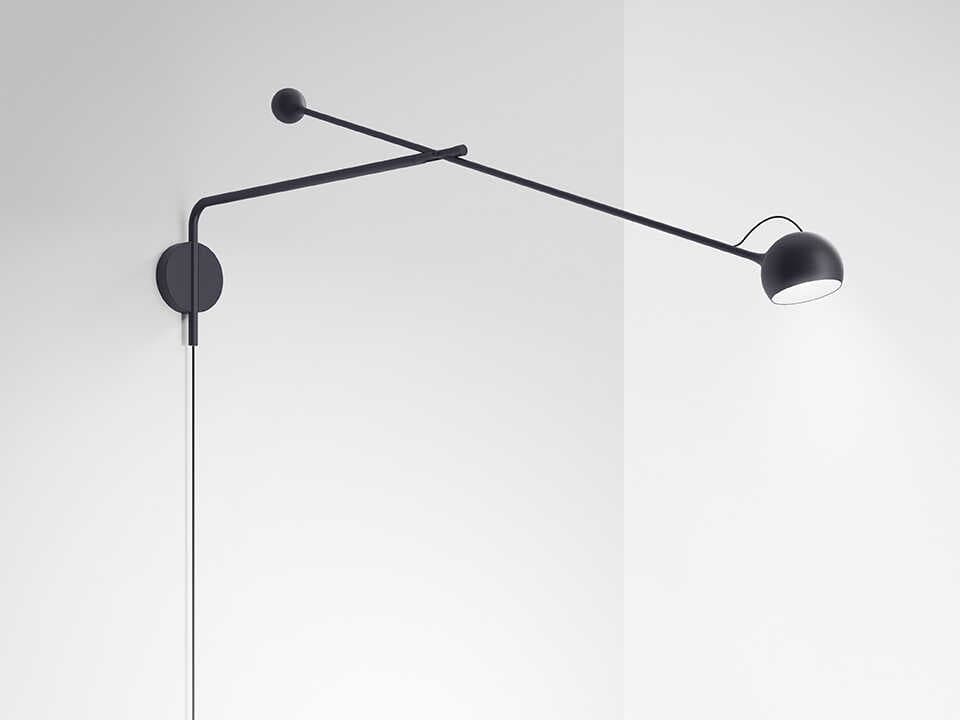 Artemide Ixa Anthracite Grey Black Swing Wall Sconce