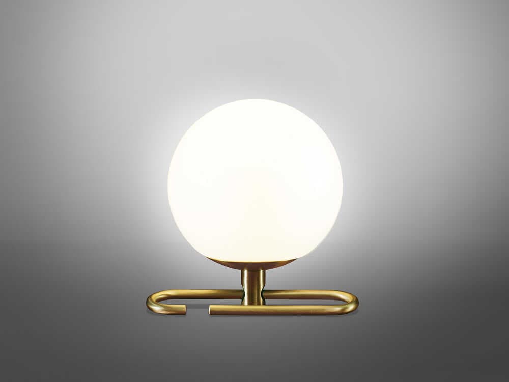 Artemide NH Brushed Brass White Glass Table Lamp