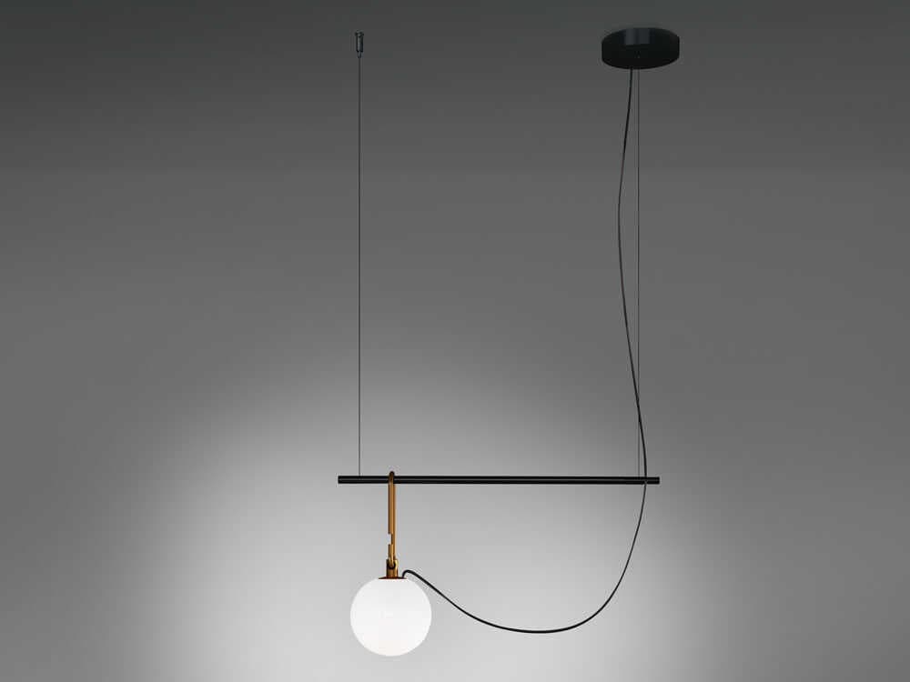 Artemide NH Brushed Brass Black Globe Island Pendant
