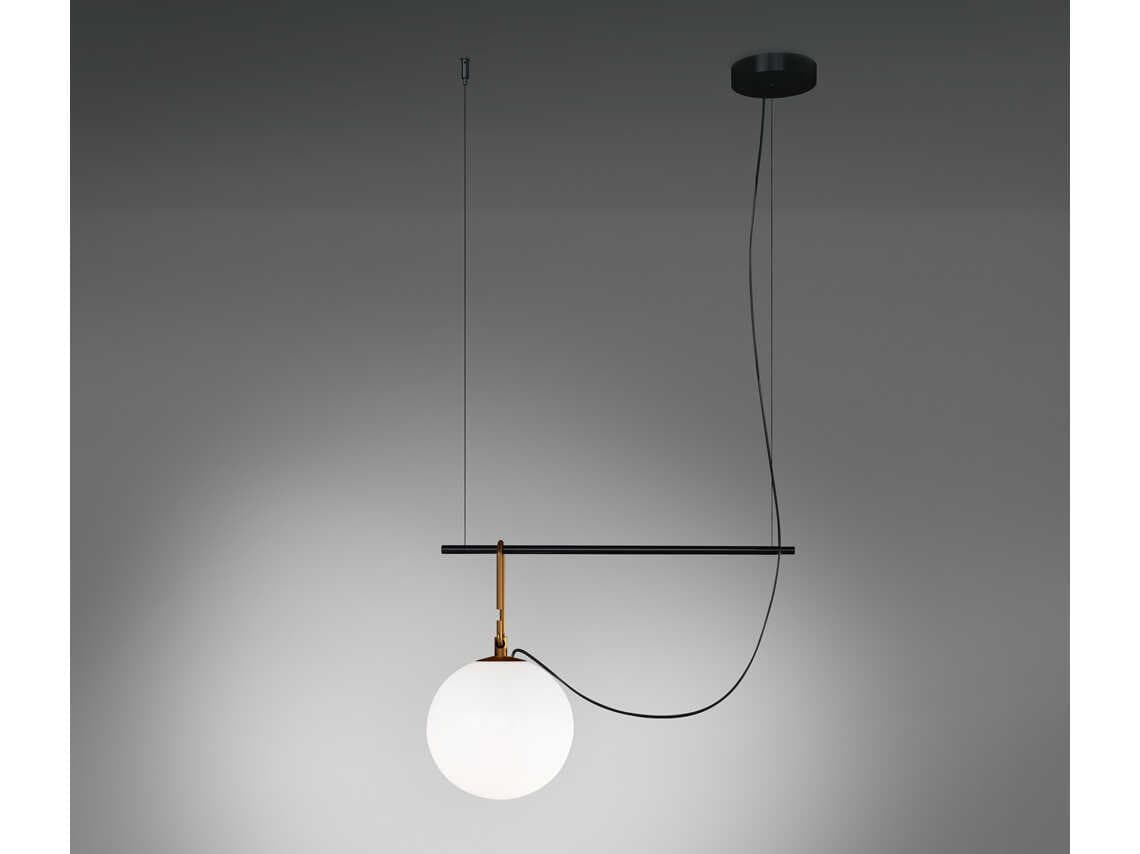 Artemide NH Brushed Brass Black Globe Island Pendant