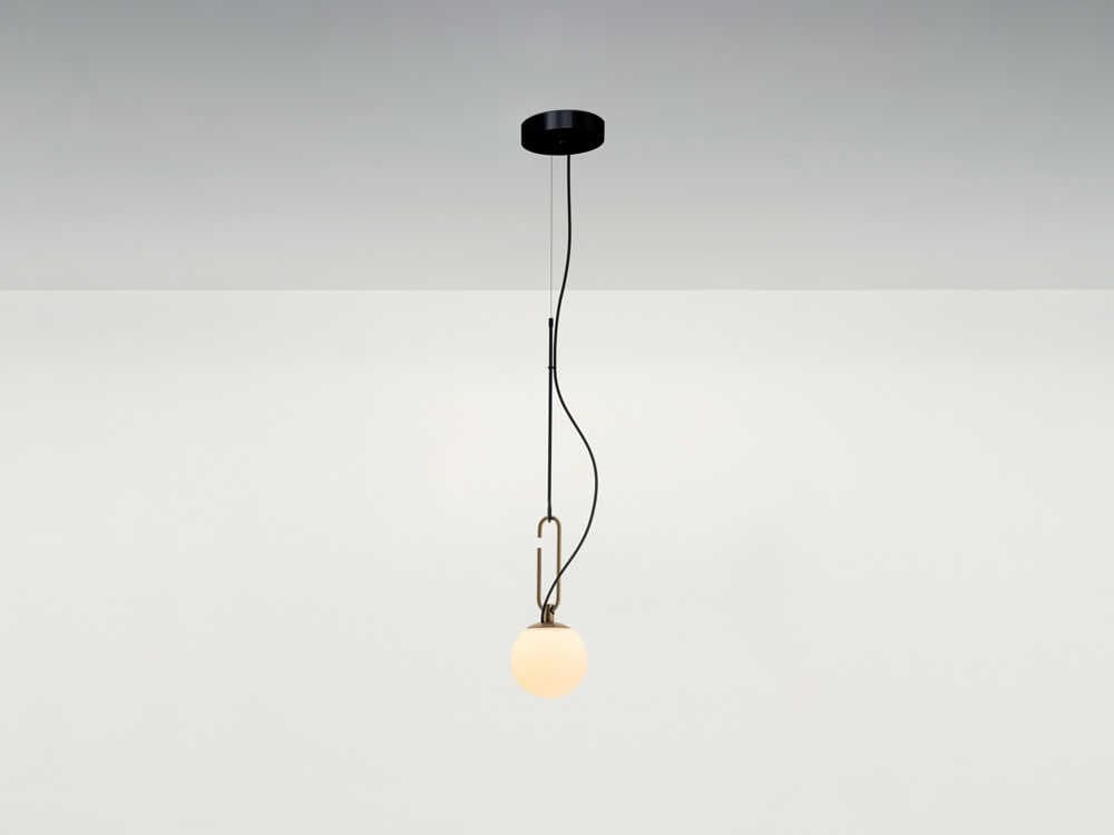 Artemide NH Brushed Brass Black Globe Mini Pendant