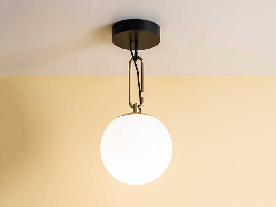Artemide NH Brushed Brass Black White Globe Semi Flush Mount