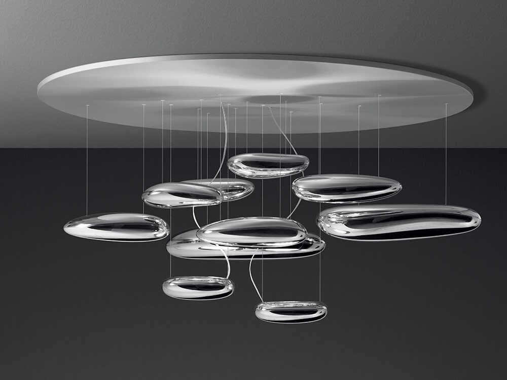 Artemide Mercury Polished Aluminum Stainless Steel Flush Mount