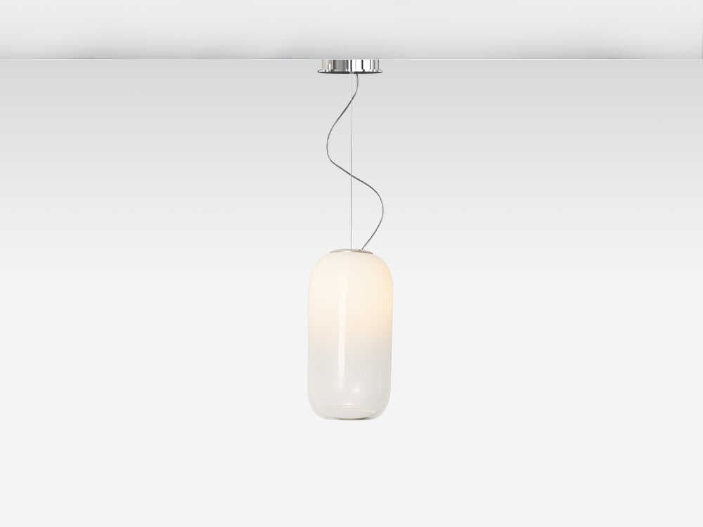 Artemide Gople Mini White Chrome Cylinder Mini Pendant
