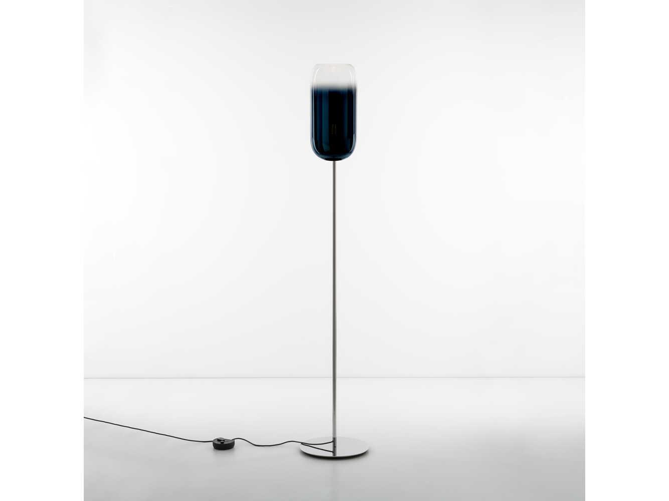Artemide Gople Classic Blue Chrome Floor Lamp