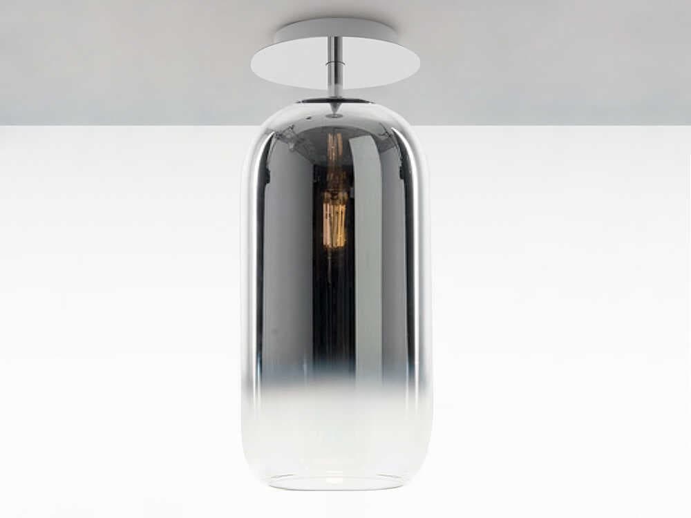 Artemide Gople Classic Silver Chrome Cylinder Semi Flush Mount