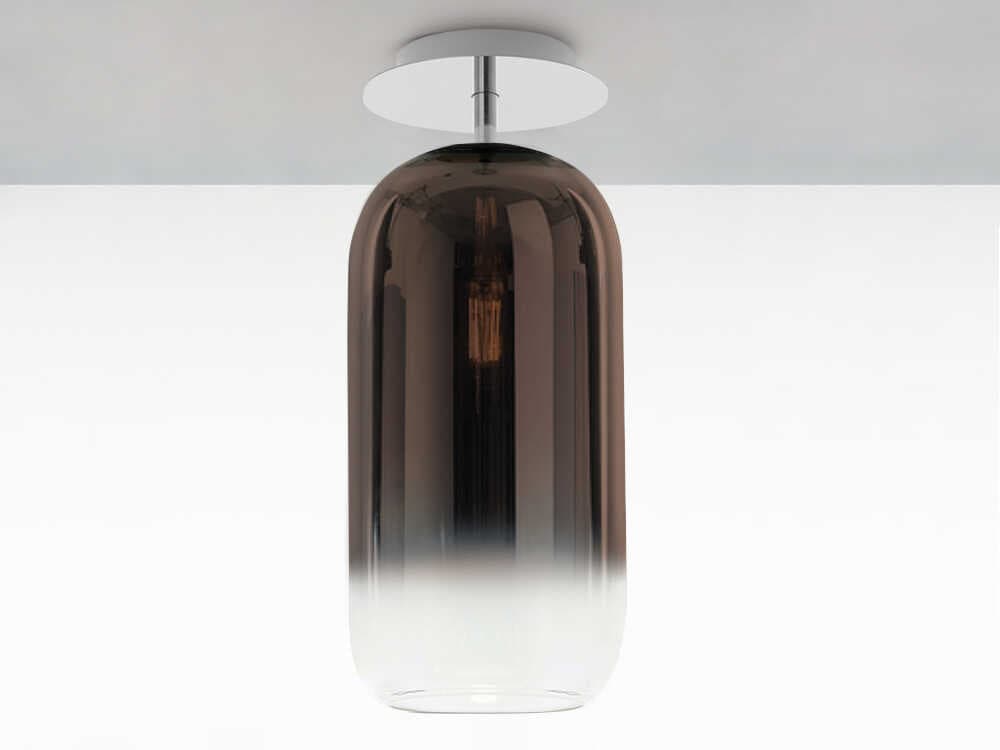 Artemide Gople Classic Bronze Chrome Cylinder Semi Flush Mount