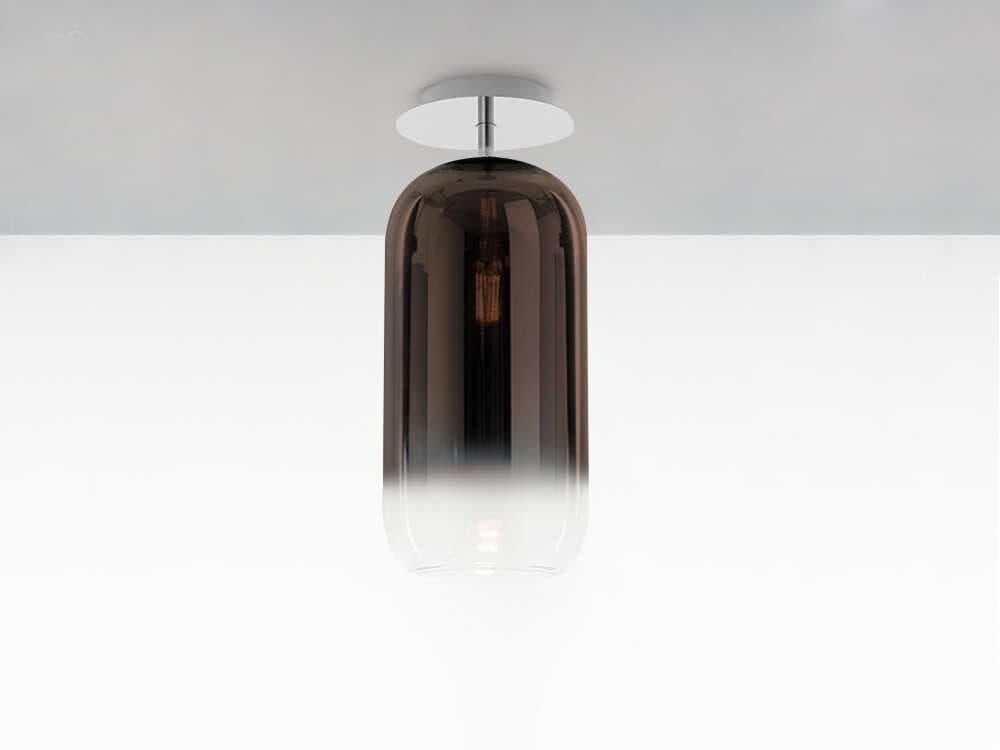 Artemide Gople Mini Bronze Chrome Cylinder Semi Flush Mount