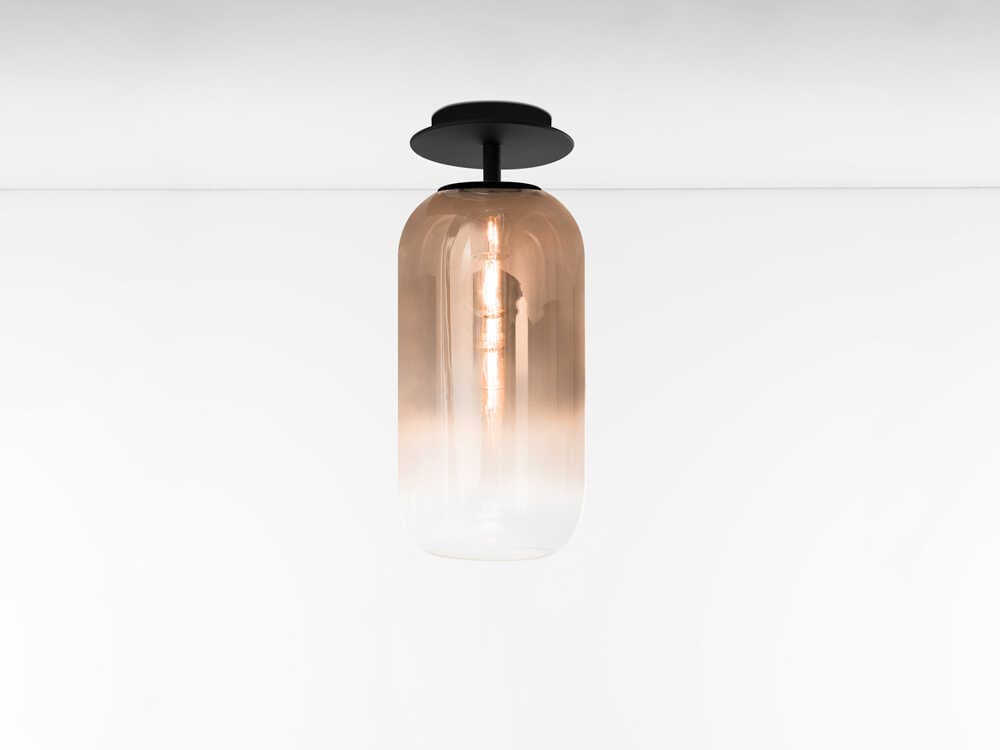 Artemide Gople Mini Black Cylinder Semi Flush Mount