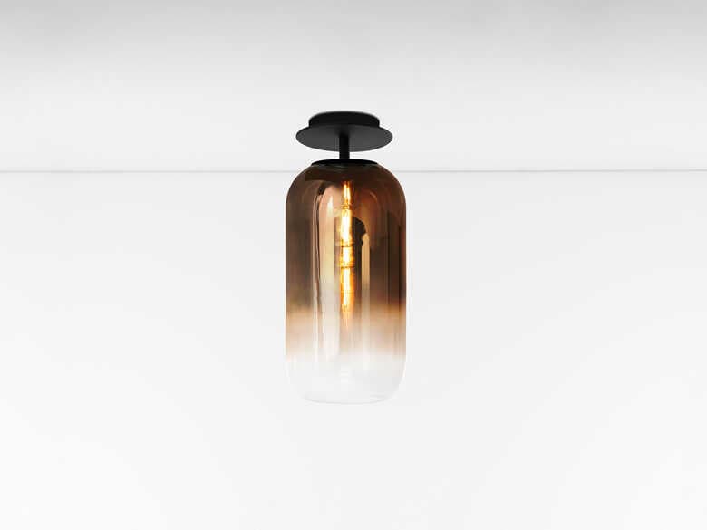 Artemide Gople Mini Black Bronze Cylinder Semi Flush Mount