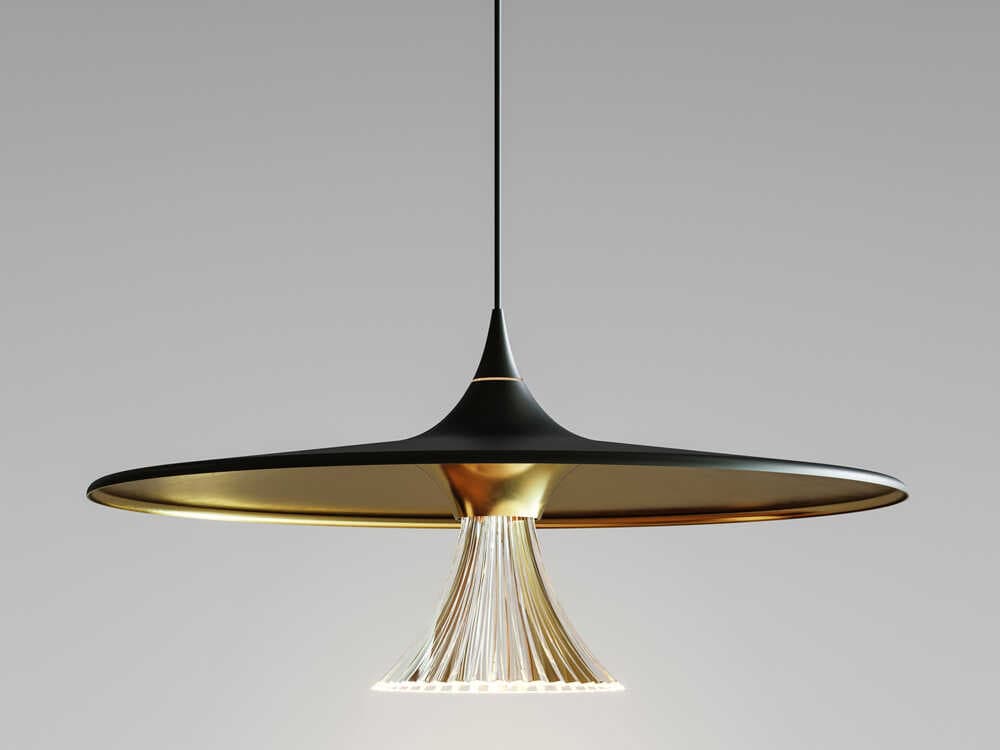 Artemide Ipno Black Gold Geometric Pendant