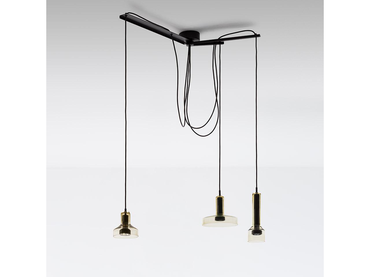 Artemide Stab 3-Light Green Amber Clear Island Pendant