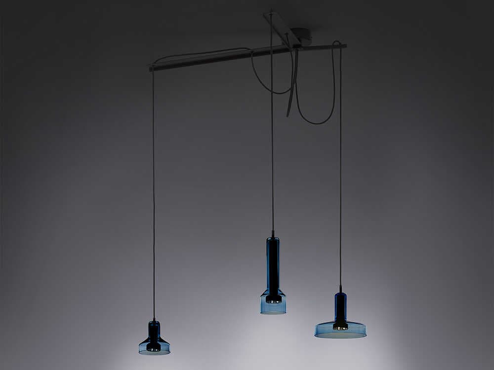 Artemide Stab 3-Light Acqua Clear Blue Island Pendant