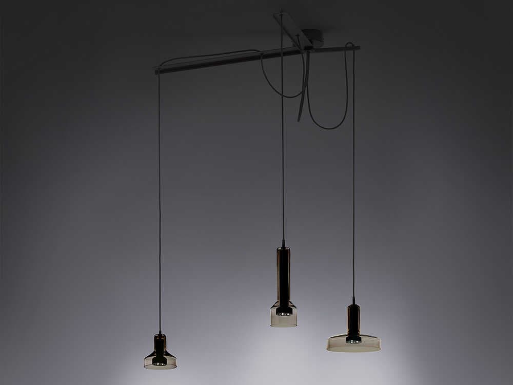 Artemide Stab 3-Light Brown Clear Island Pendant