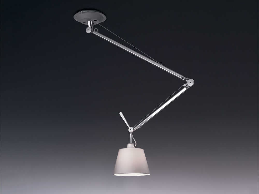 Artemide Tolomeo Off Center Silver Fiber Pendant