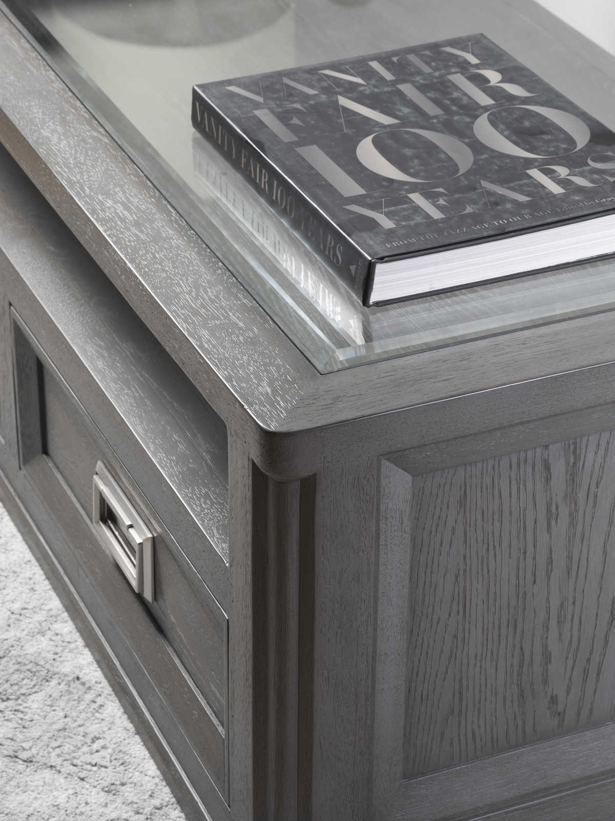 Artistica Appellation Rectangular Glass Gray Cocktail Table