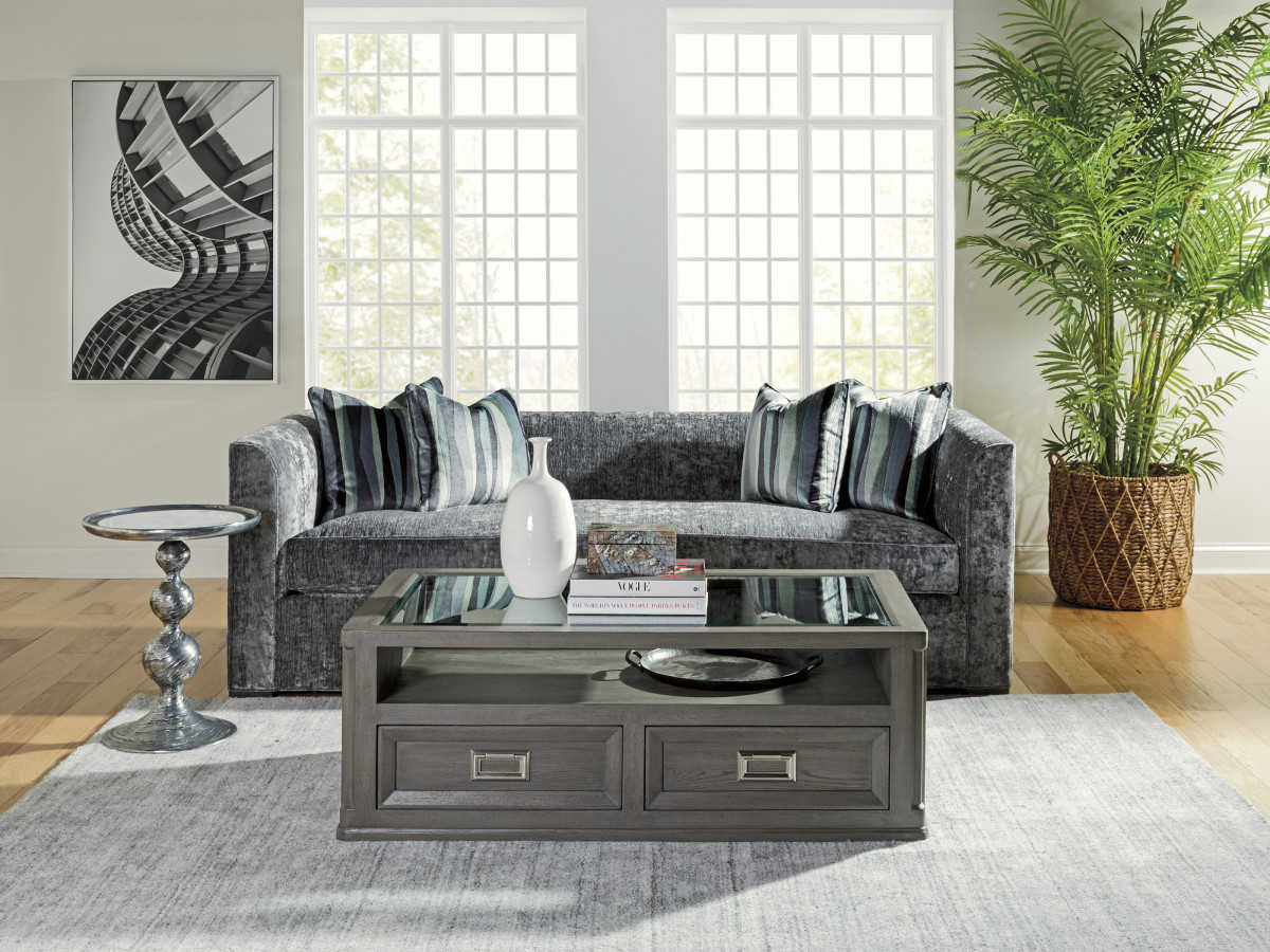 Artistica Appellation Rectangular Glass Gray Cocktail Table