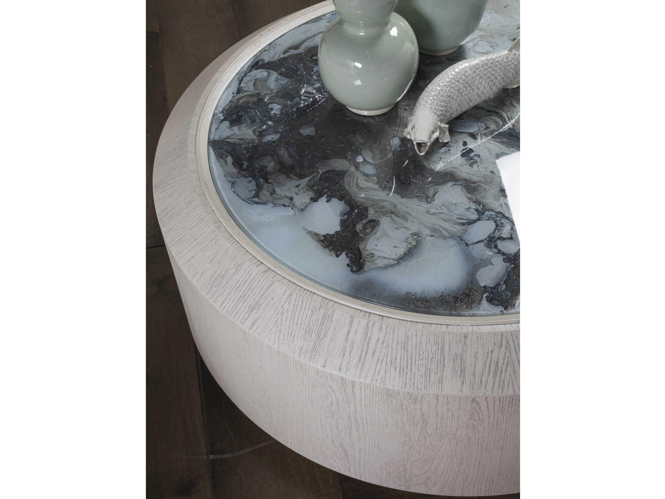 Artistica Signature Designs Metaphor Round Eglomise White Sandblasted Cocktail Table