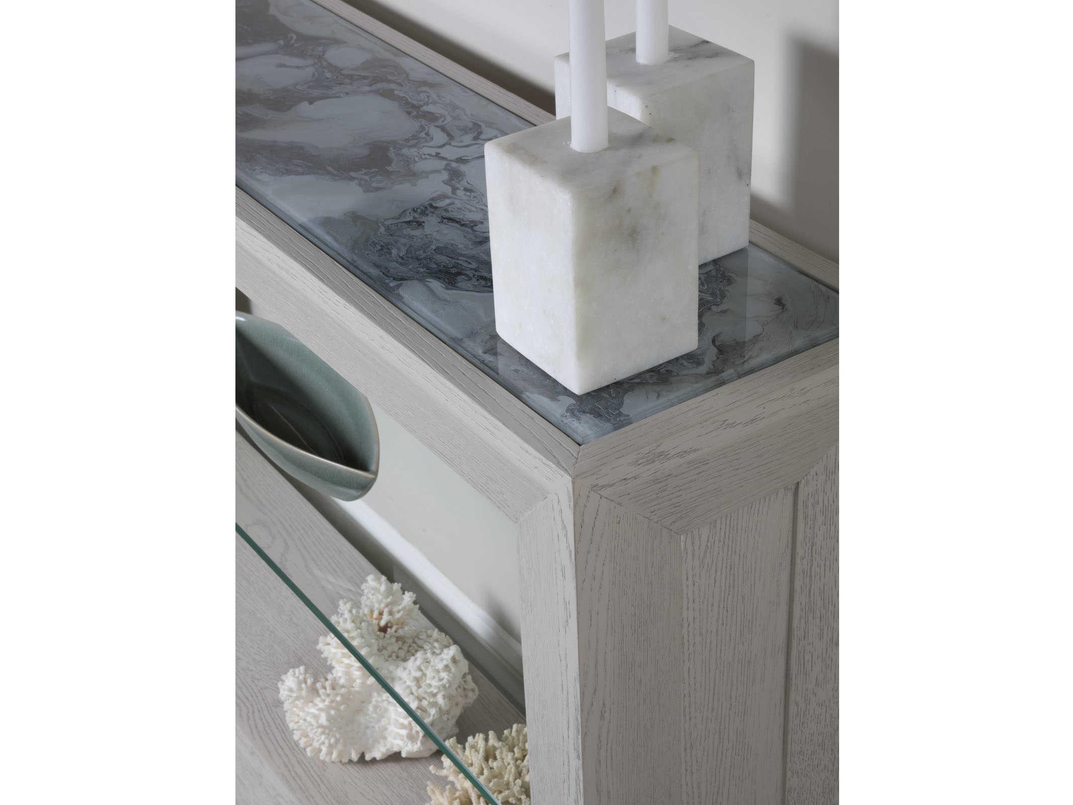 Artistica Signature Designs Metaphor Rectangular Eglomise White Sandblasted Console Table