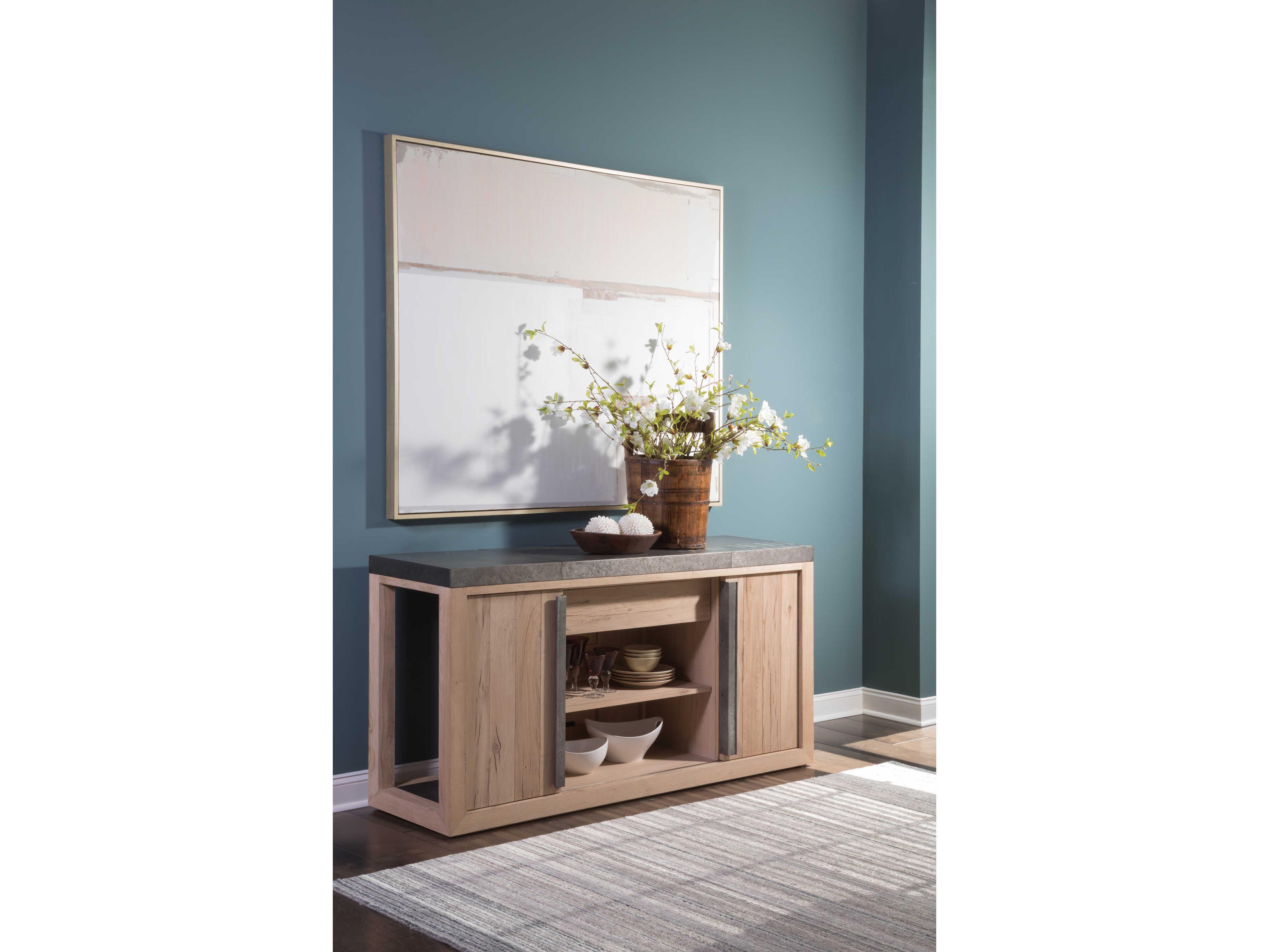 Artistica Verite 68" Oak Wood White Antiqued Gun Metal Sideboard