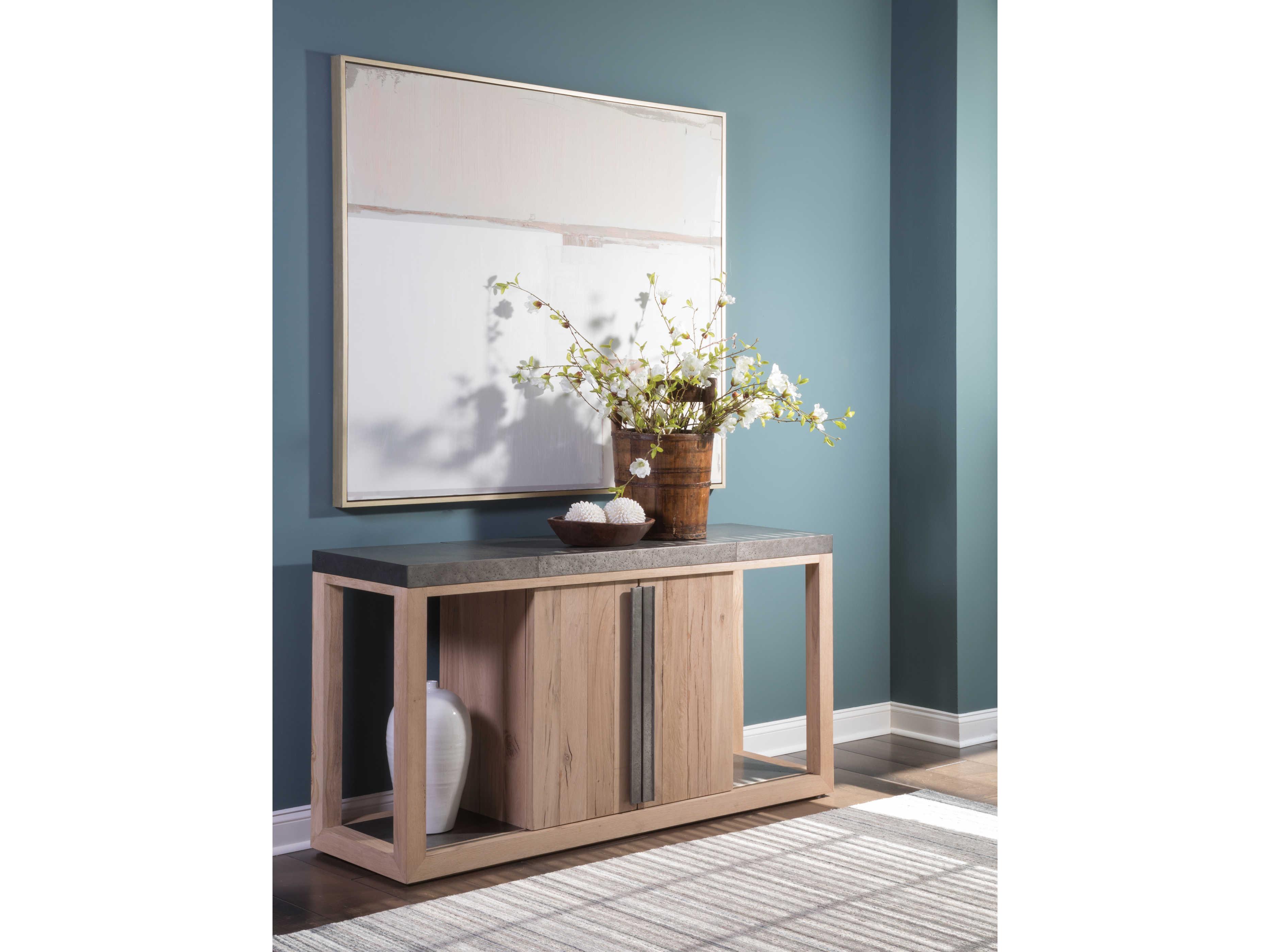 Artistica Verite 68" Oak Wood White Antiqued Gun Metal Sideboard