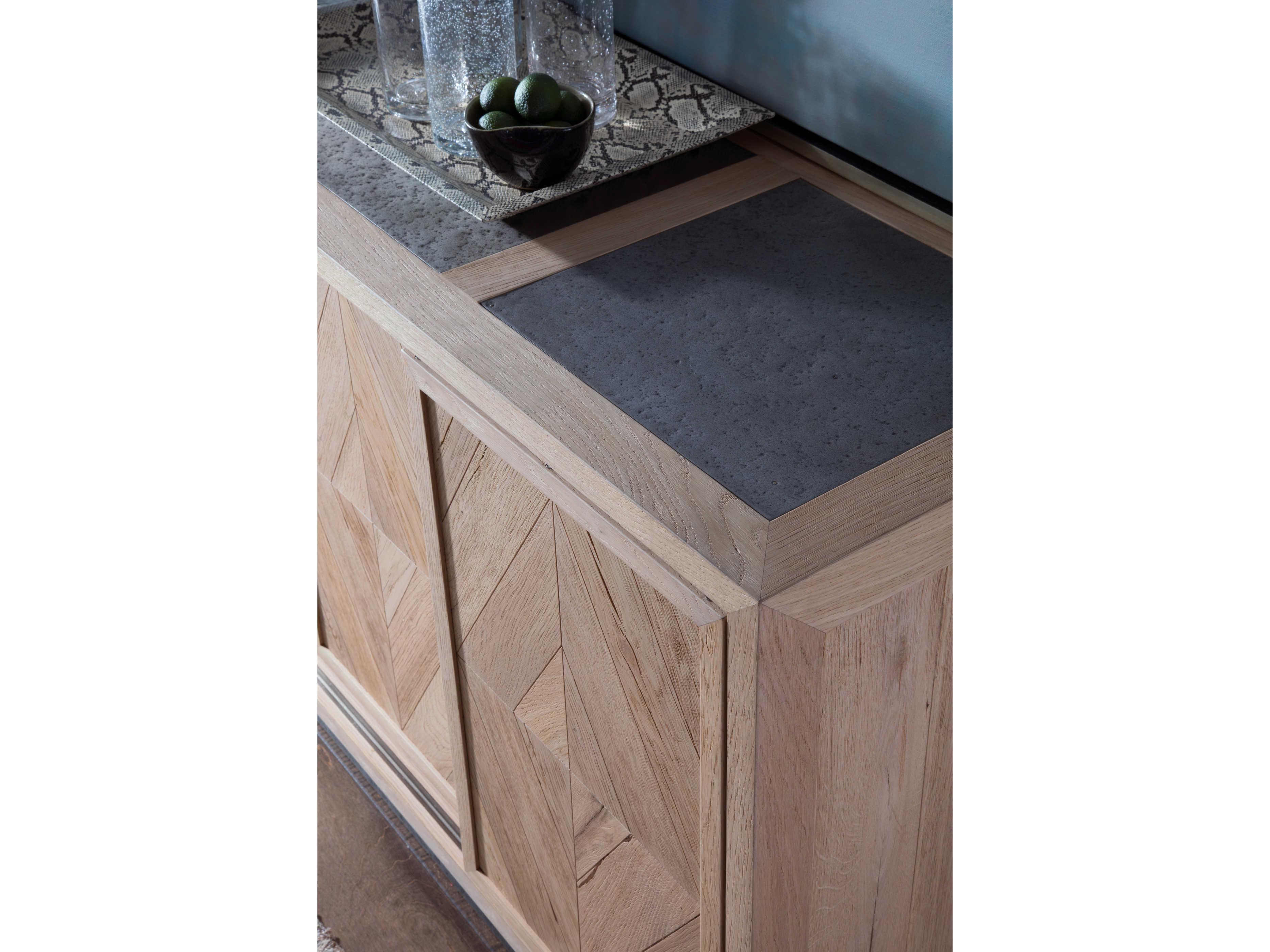 Artistica Verite 68" Oak Wood White Antiqued Gun Metal Media Console