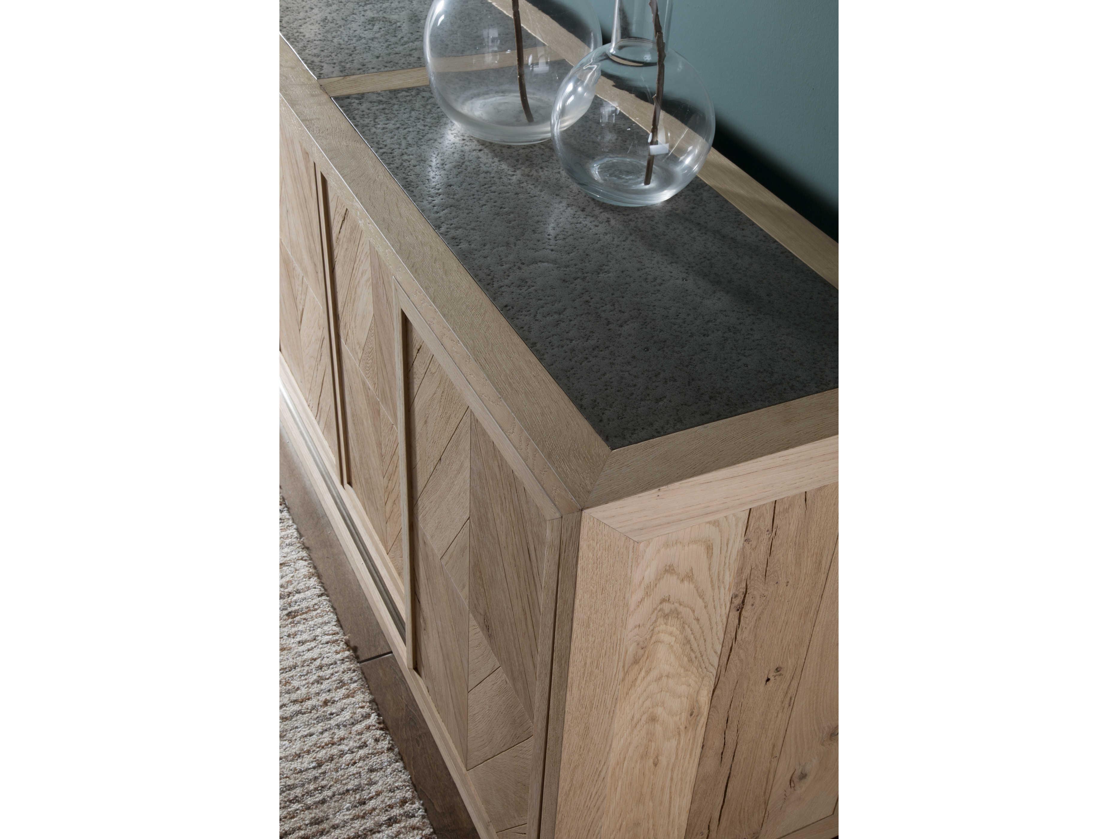 Artistica Verite Long 101" Oak Wood White Antiqued Gun Metal Media Console