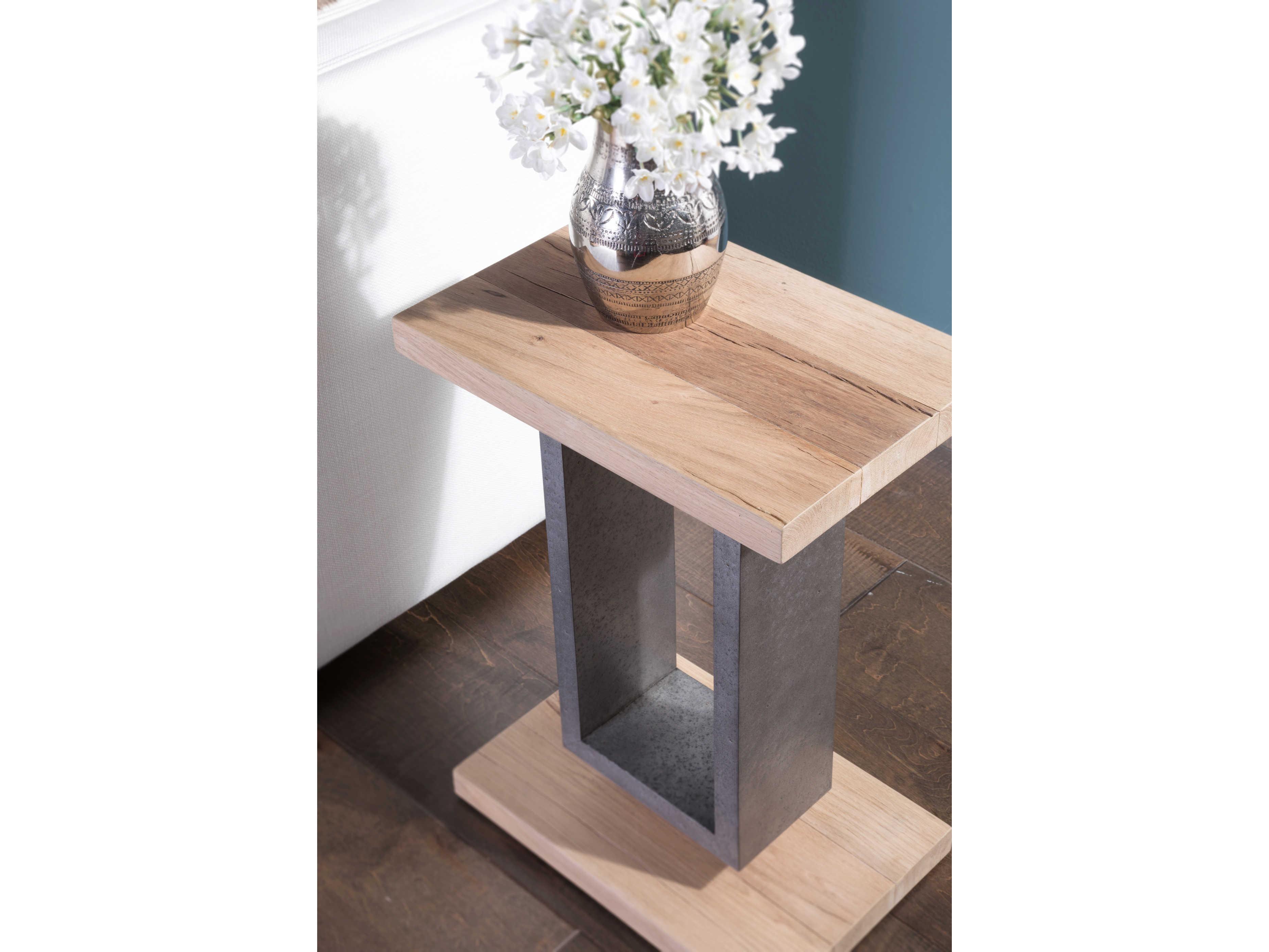 Artistica Verite Rectangular Wood White Oak Antiqued Gun Metal End Table