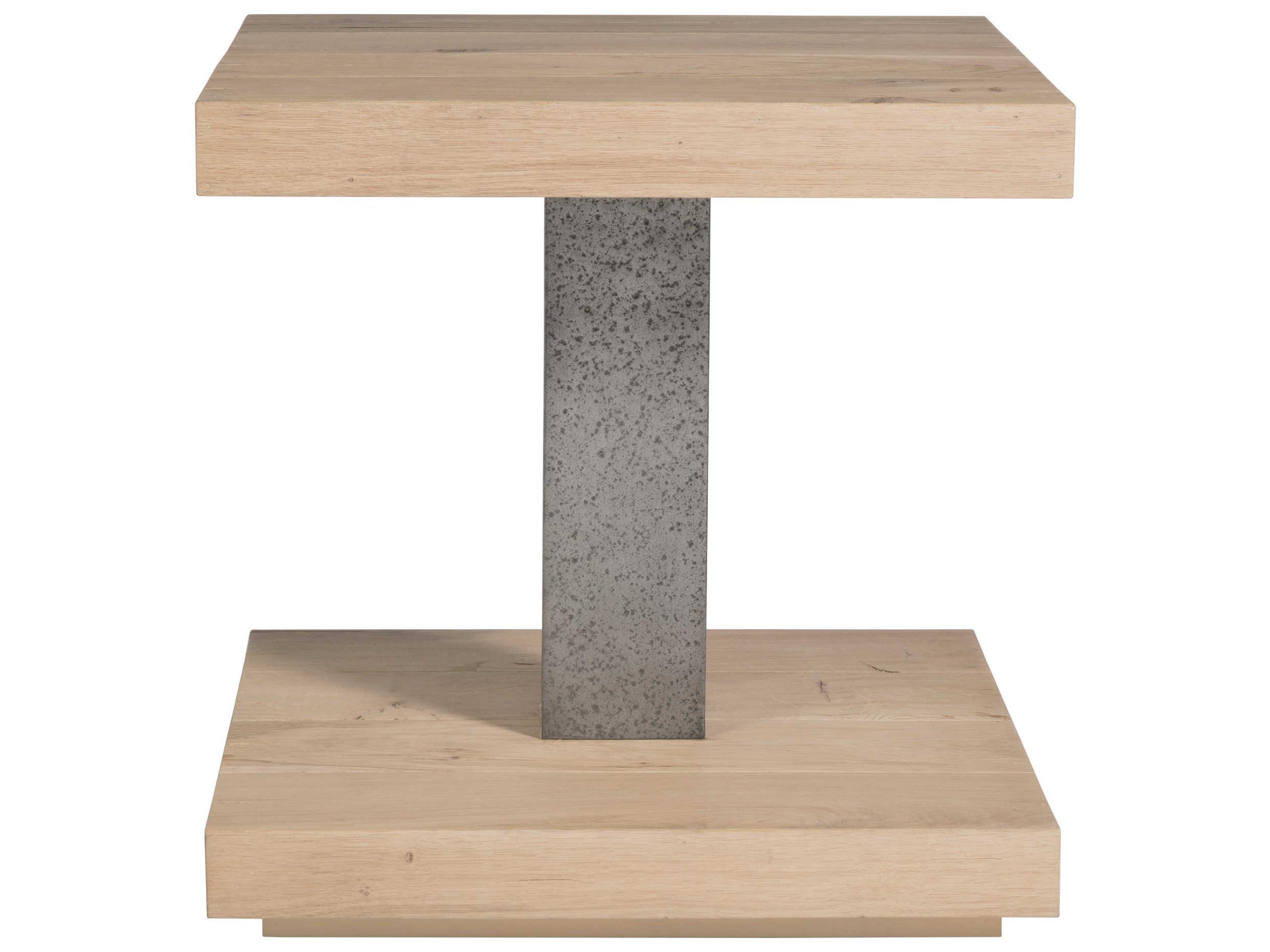 Artistica Verite Square Wood White Oak Antiqued Gun Metal End Table