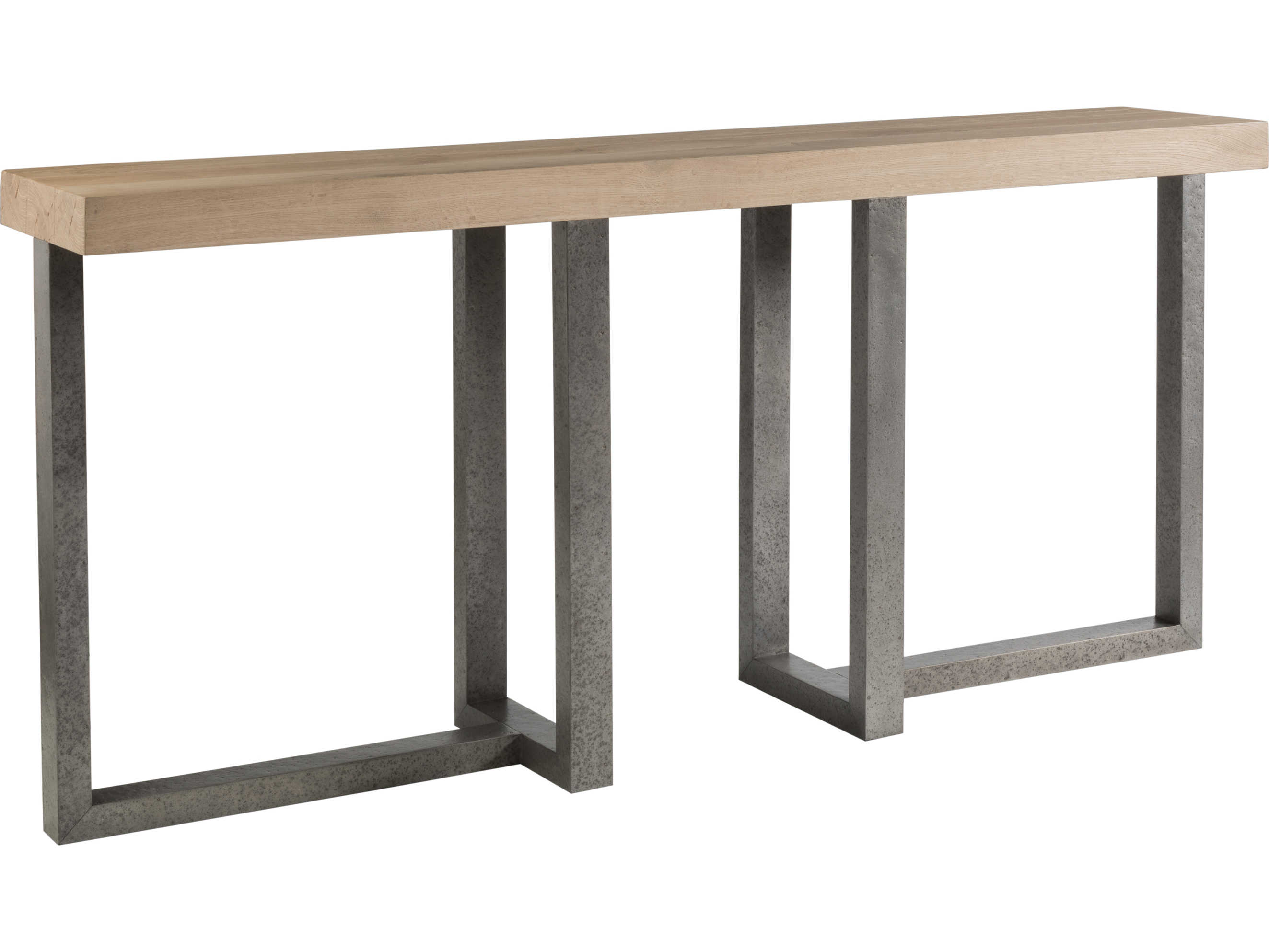 Artistica Verite Rectangular Wood White Oak Antiqued Gun Metal Console Table